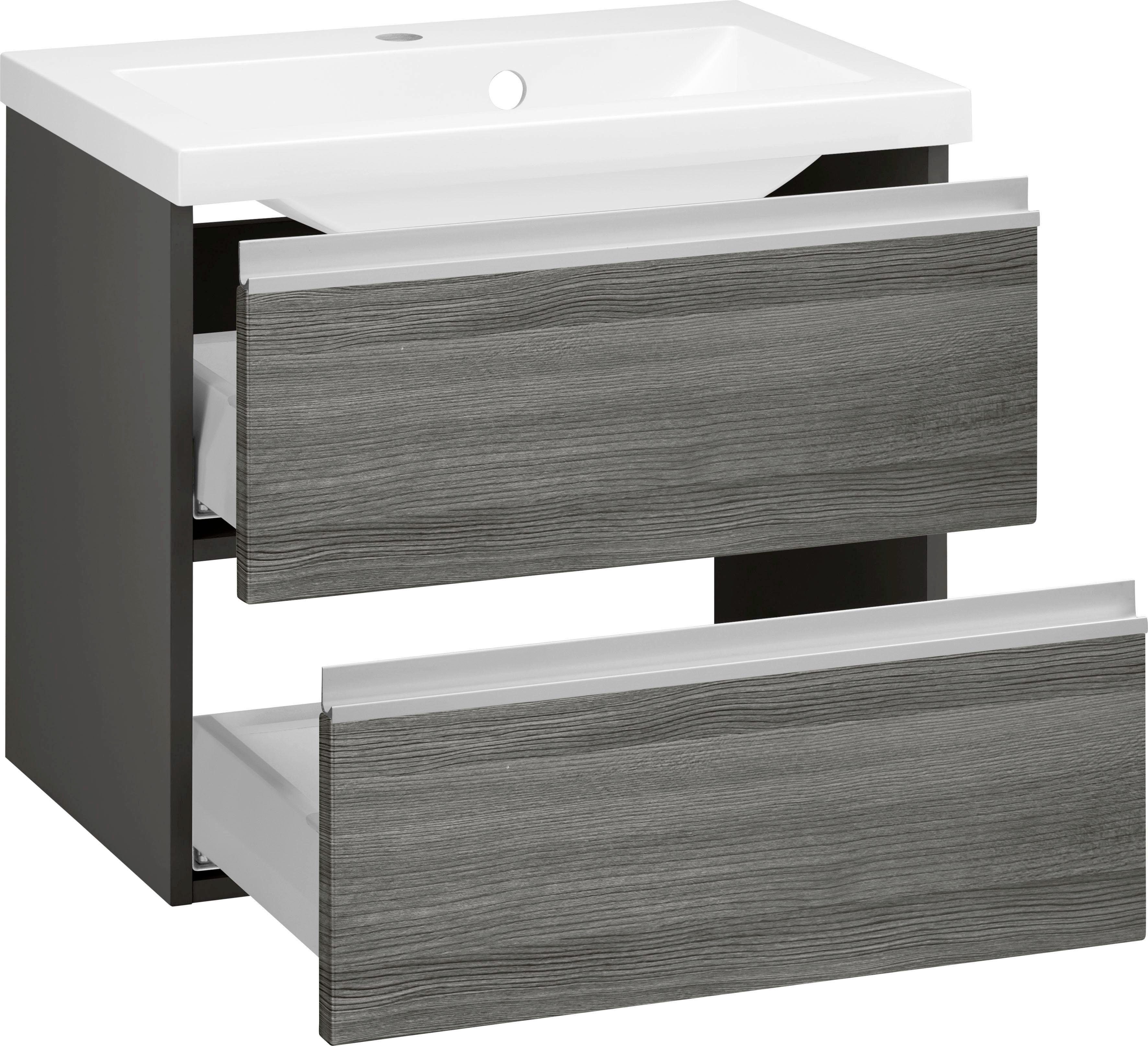 welltime Waschbeckenunterschrank Ohio Badmöbel, Waschtisch inkl. Waschbecken, Breite 60 cm