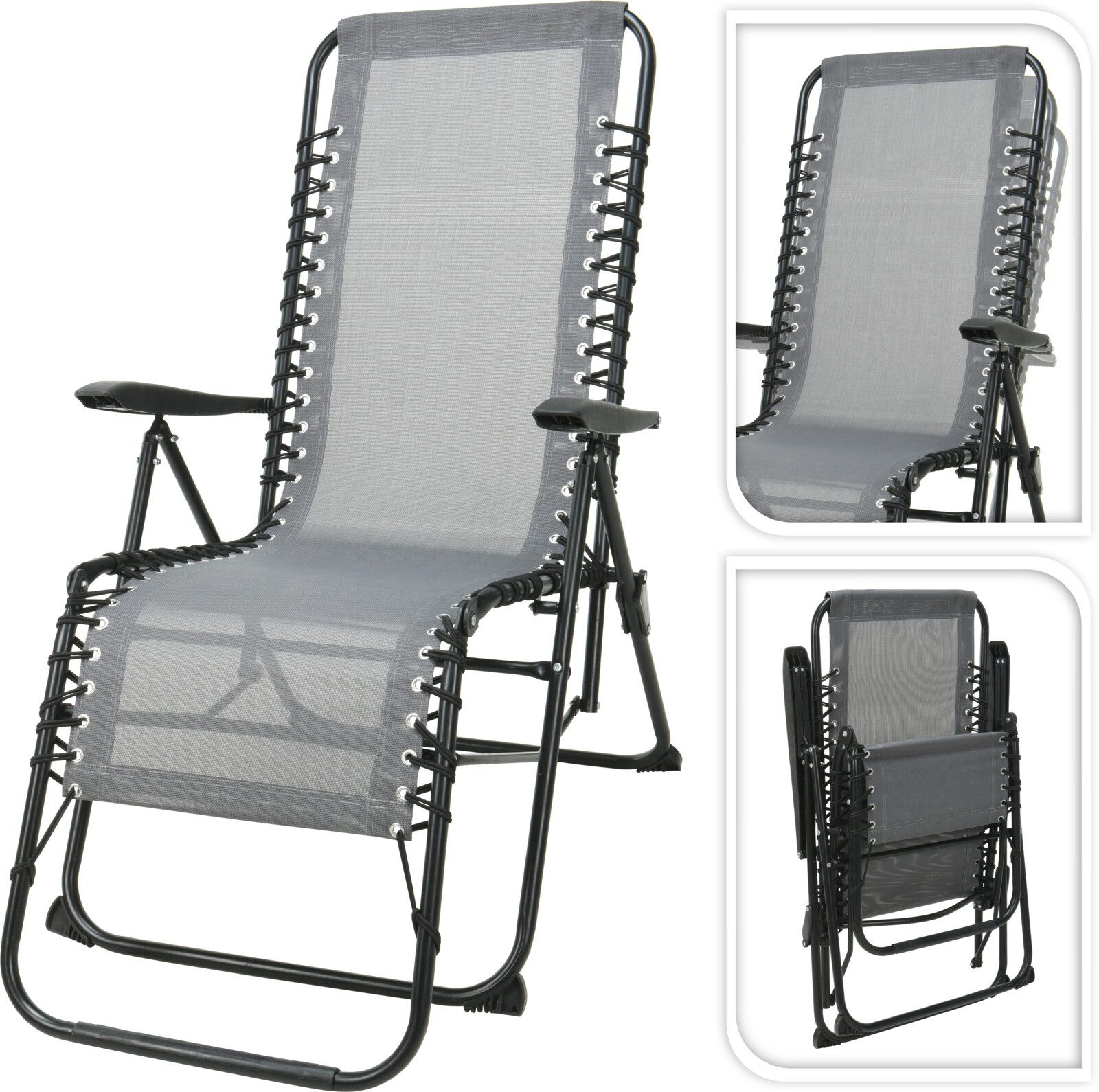 Koopman Gartenstuhl Klappstuhl Campingstuhl Hochlehner Gartensessel (2 St), 2 Stk, Fußstütze, Lehne verstellbar, Faltbar, max 100kg