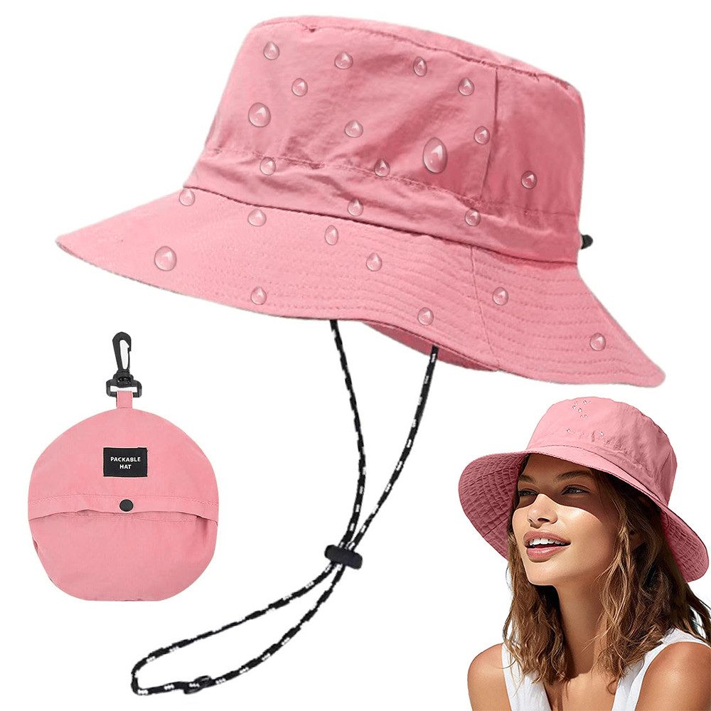 MOPUEA Sonnenhut Sonnenhut Unisex Damen- und Herren-Anglerhut (1 Stück) UV Schutz (1-St., khaki/brau/grün/lila) Faltbarer wasserdichter Fischerhut mit breiter Krempe für Sommer Regen