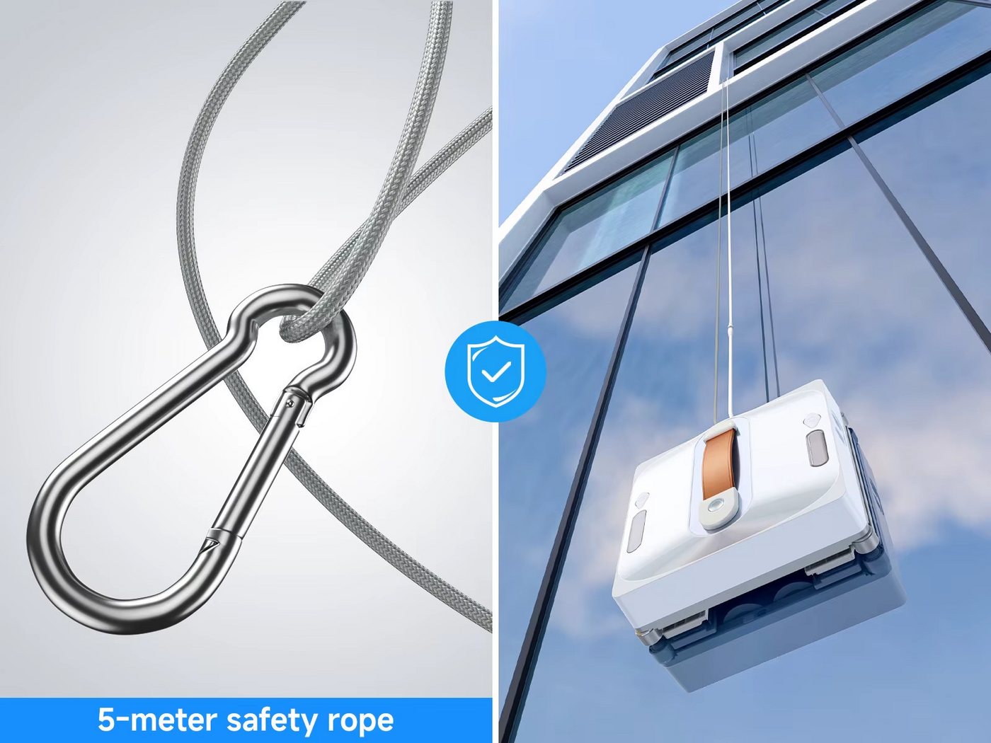 Athlix Fensterputzroboter Roboter-Fensterreiniger, automatisch Fenster Reiniger Fenster Fliesen, Kantenreinigung, Routenplanung, Mehrstufiges Sicherheitssystem weiß