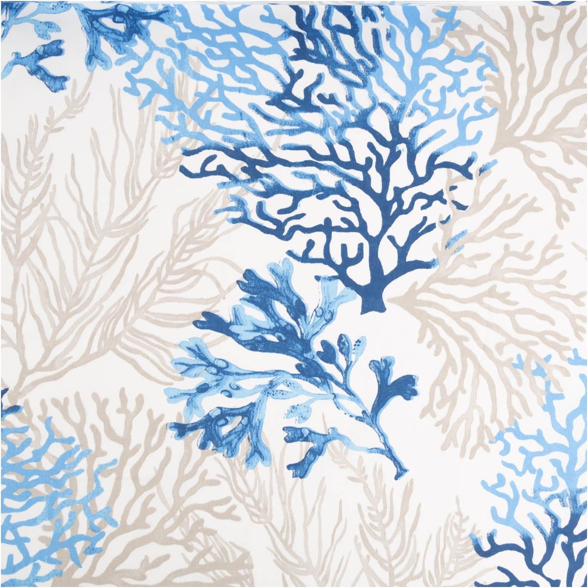 SCHÖNER LEBEN. Stoff Baumwollstoff Cretonne Korallen Weiß Blau 160 cm breit, allergikergeeignet