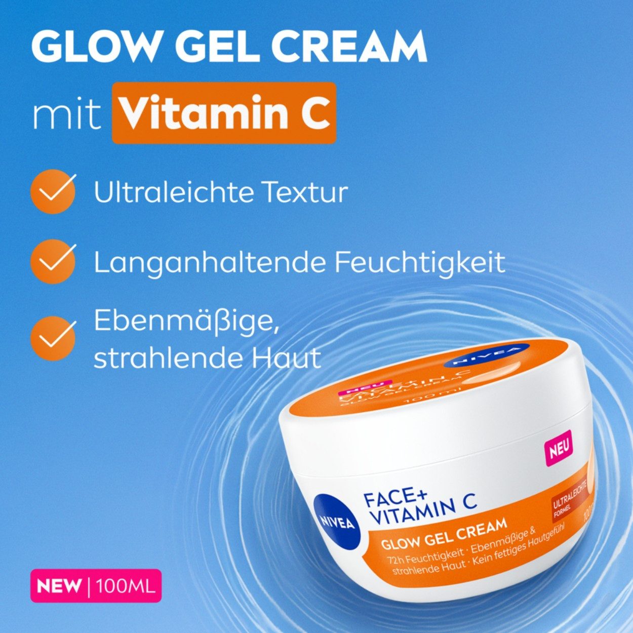 Nivea Gesichtspflege FACE+ Vitamin C Glow Cream 3 x 100 ml Set, 3-tlg., Sofort frisches & belebtes Hautgefühl – Bild 5 von 5
