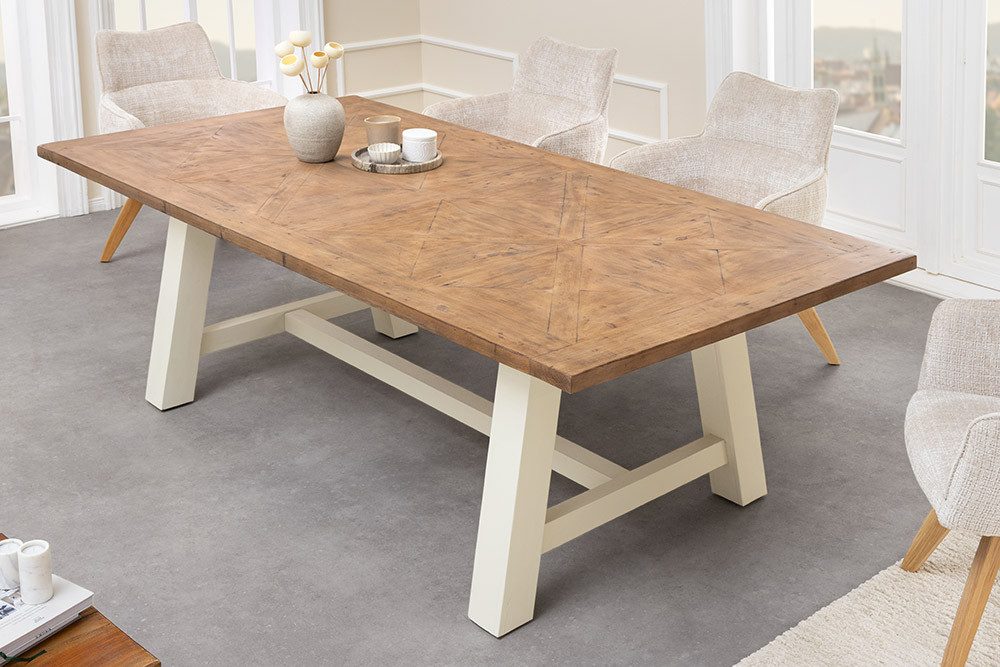 riess-ambiente Esstisch HAMPTONS 165cm hellbraun/creme - Pinienholz, 6 Sitzplätze, rechteckig (Einzelartikel, 1-St), Massivholz-Esstisch - ideal für Landhaus-Küchen, Wohn- und Esszimmer