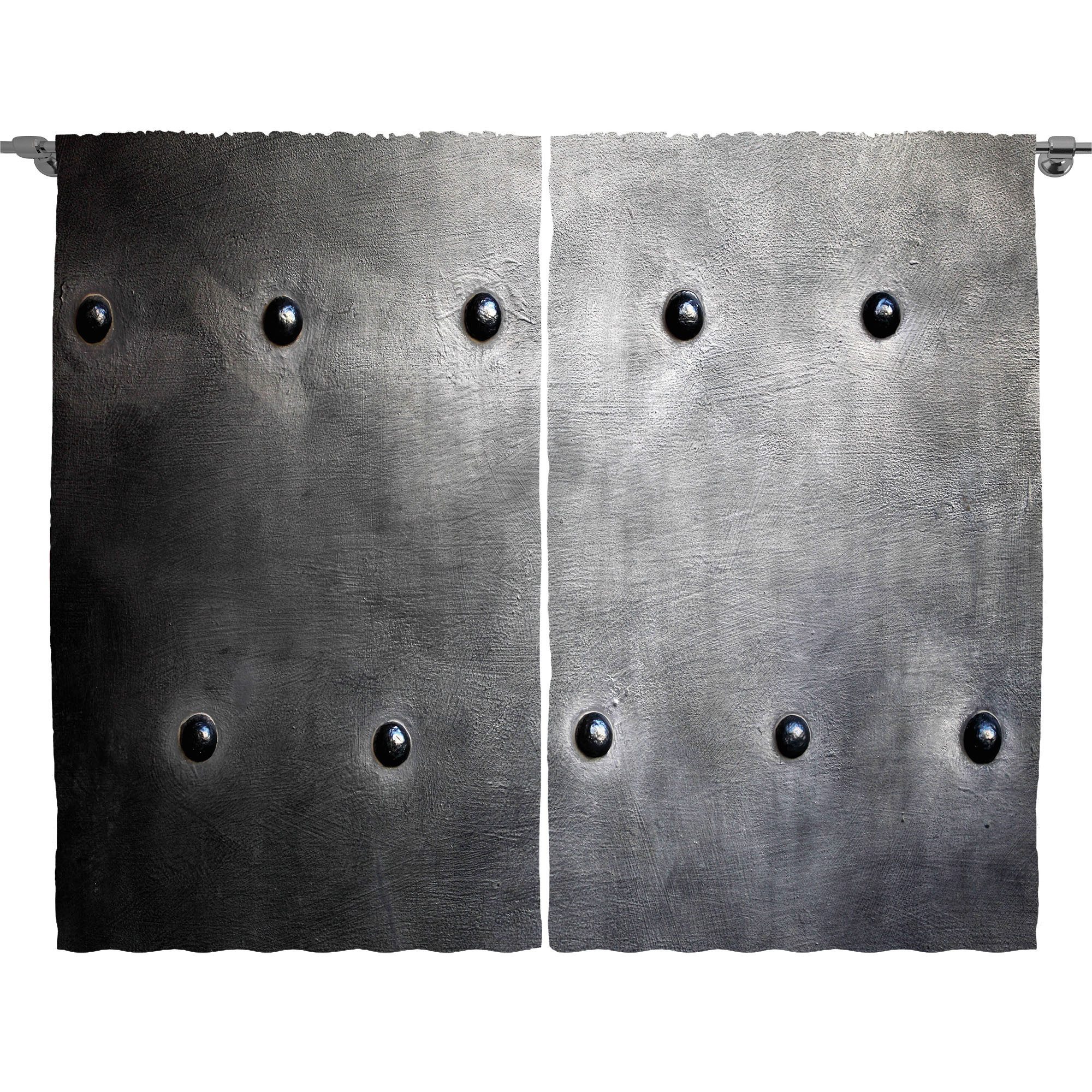 Abakuhaus Gardine Schlafzimmer Kräuselband Vorhang mit Schlaufen und Haken, industriell Schwarze Schmutz-Platte