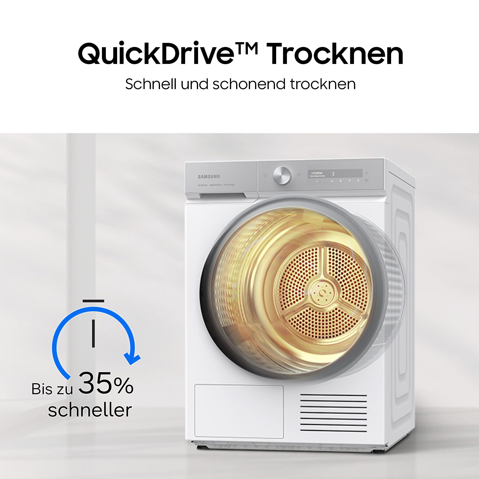 Samsung Wärmepumpentrockner DV8400D DV90DB8845GHU2, QuickDriveᵀᴹ Option ‑ Spart bis zu 35 % Zeit