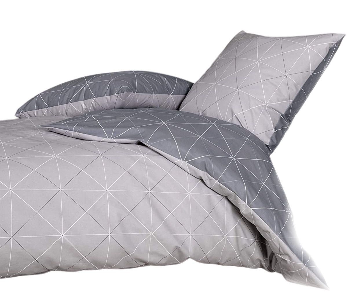 soma Bettwäsche Bettbezug 155x220 80x80 geometirisch gestreift grau bieber günstig online kaufen