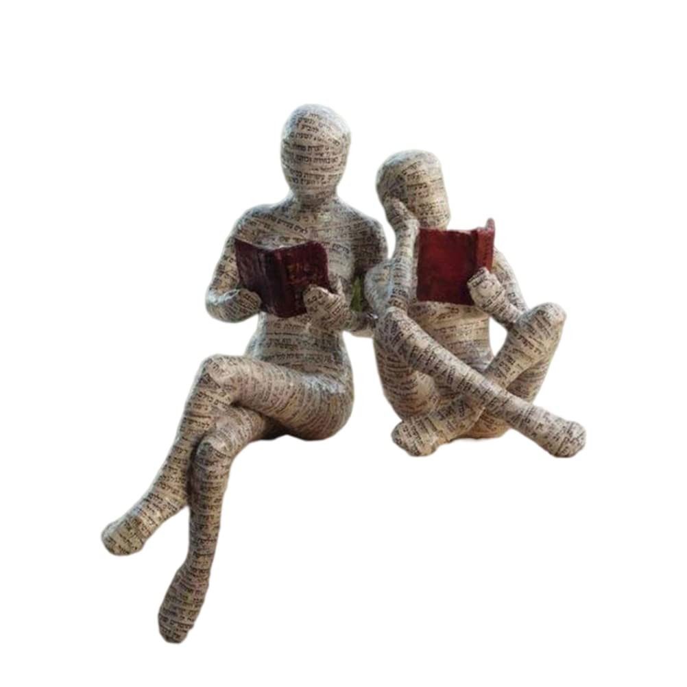Liebesleben Skulptur Lesende Bücherregal-Dekoration, Denker-Stil-Harzstatue (Geeignet für die Desktop-Dekoration im Home-Office), Handgefertigte abstrakte denkende Skulptur, moderne Kunstfigur