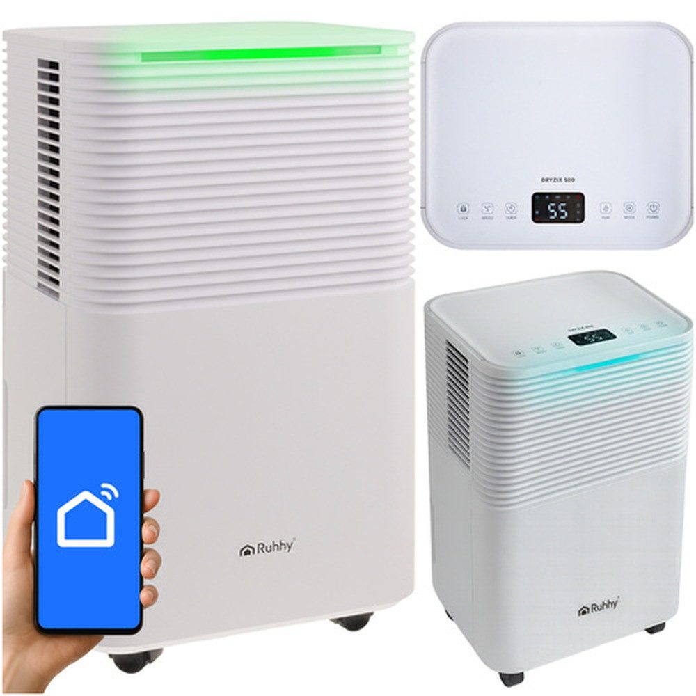 Ruhhy Luftentfeuchter Feuchtigkeitsabsorber Luftentfeuchter, für 30 m³ Räume, Entfeuchtung 12 l/Tag, Tank 2 l, ideal für Räume bis ca. 30 m² wie Schlafzimmer