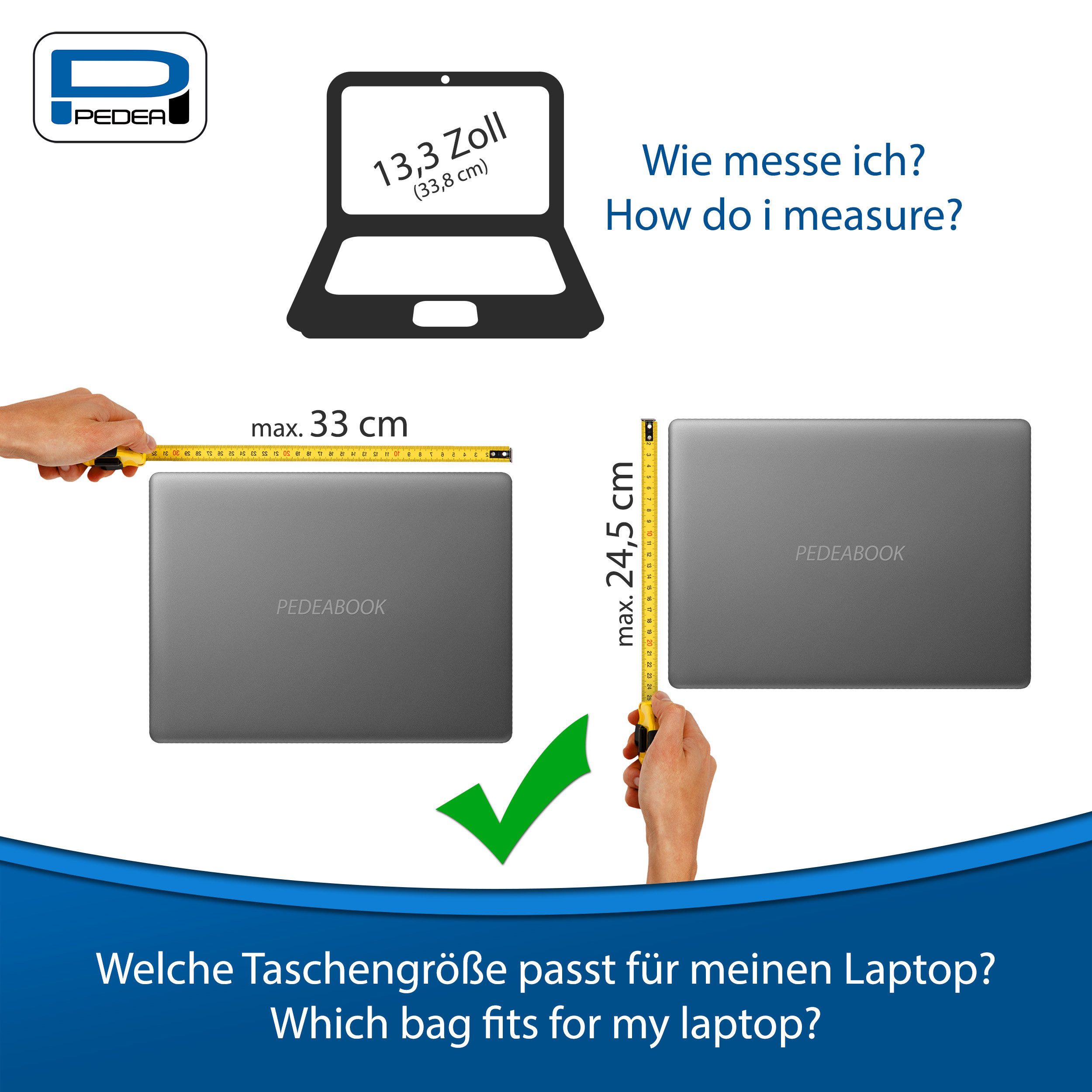 PEDEA Laptoptasche PREMIUM Notebooktasche 13,3 / 15,6 / 17,3 Zoll mit Maus (Set, mit Funkmaus), stabiler Schutzrahmen, dicke Polsterung, wasserabweisende Materialien