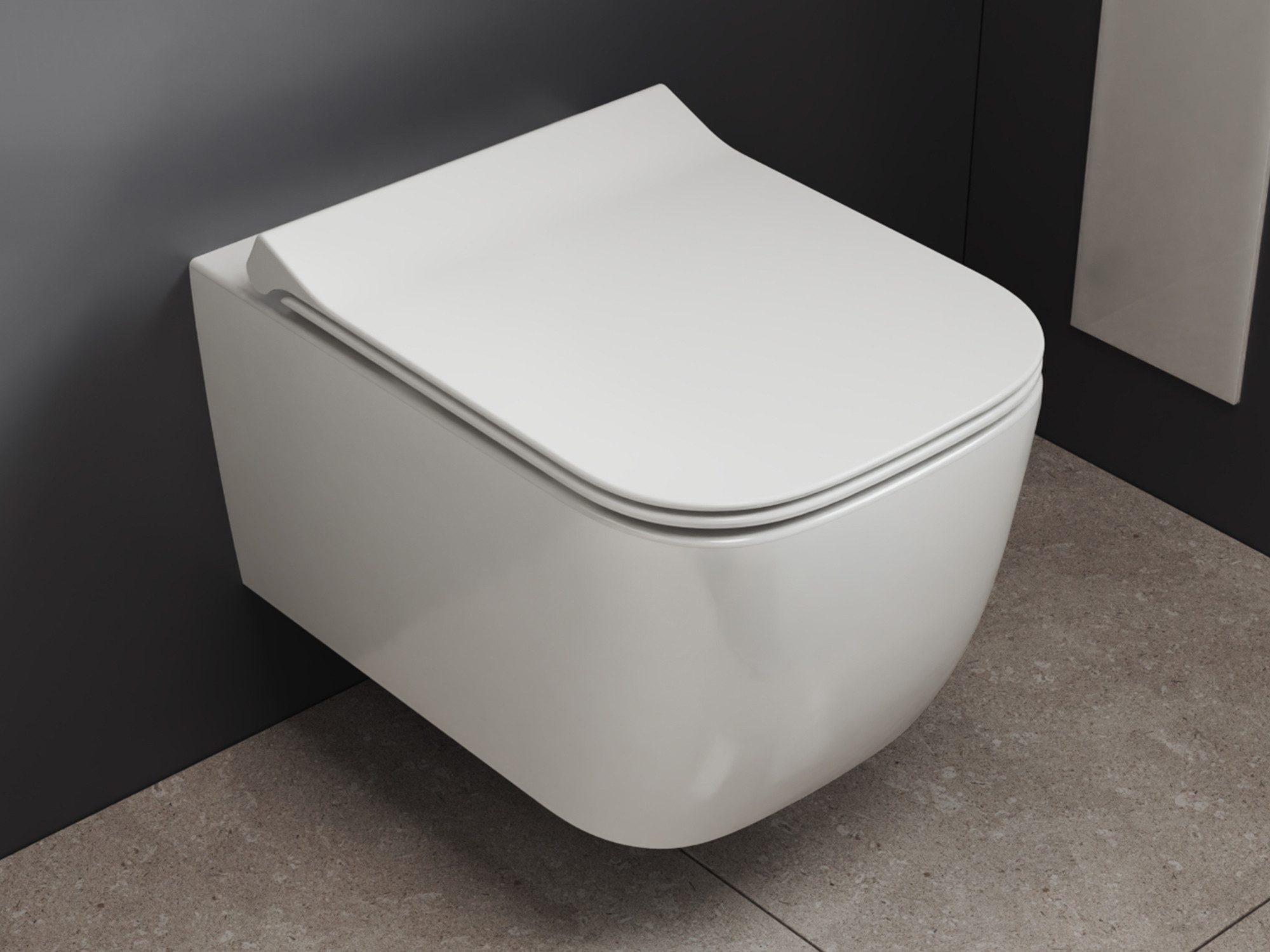 SSWW Tiefspül-WC Spülrandlose Wandtoilette mit Softclose-Duroplast-Sitz, günstig online kaufen