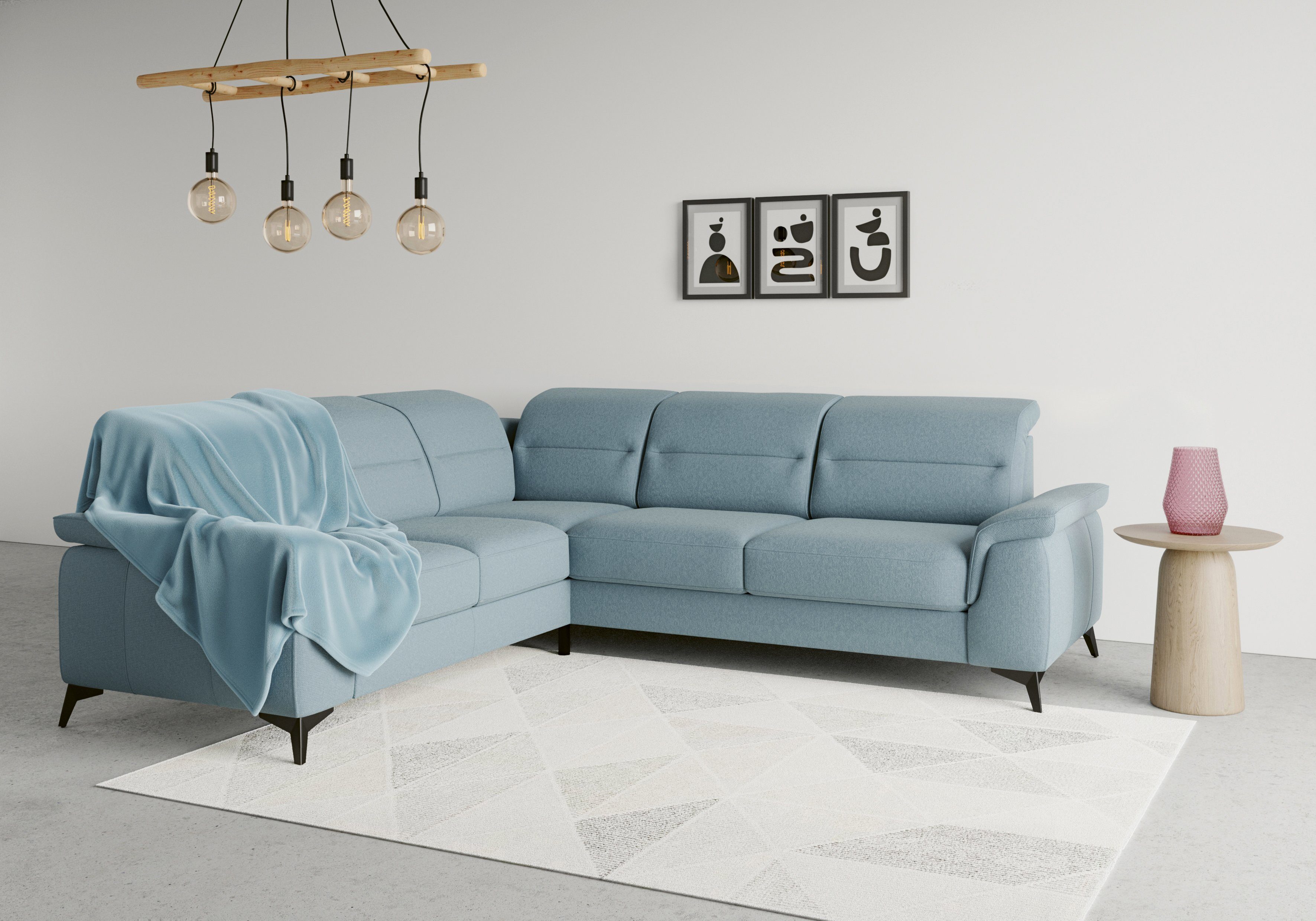 sit&more Ecksofa Sinatra, optinal mit Kopfteilverstellung und Armteilfunktion, Metallfüße