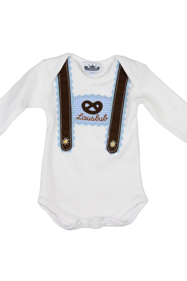Trachtenkleid Baby Body - LAUSBUB/LANGARM - weiß/hellblau