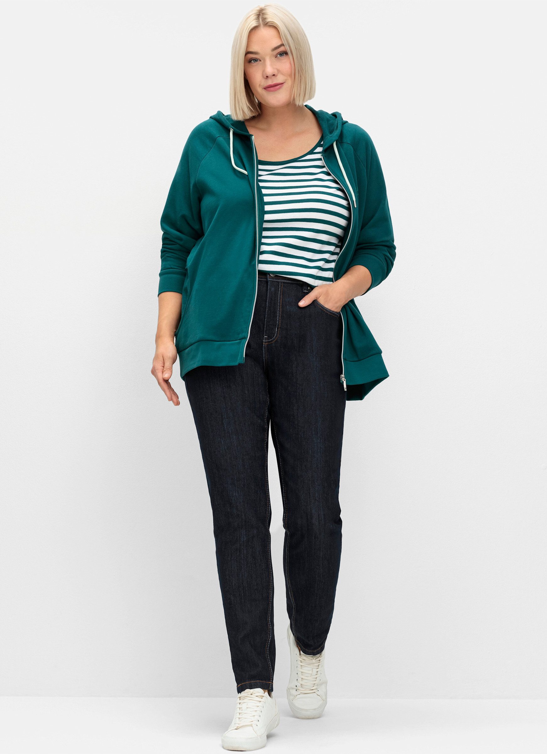 Sheego T-Shirt Streifenshirt . mit garngefärbtem Ringel, aus Rippware günstig online kaufen