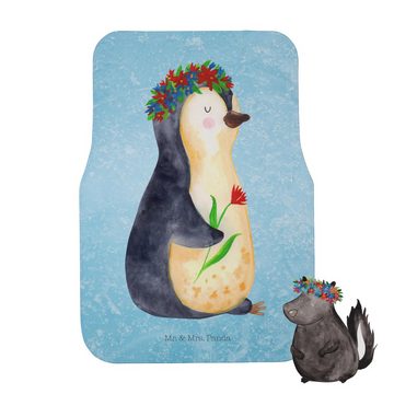 Fußmatte Pinguin Blumen - Eisblau - Geschenk, Selbstliebe, Geschenkidee, Fahre, Mr. & Mrs. Panda, Höhe: 0.5 mm
