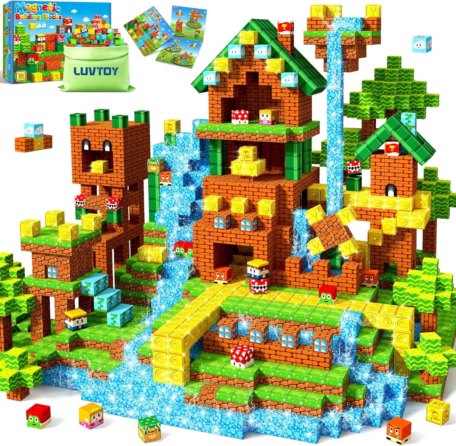 POPOLIC Magnetische Bausteine - Magnetbausteine Kinder - Magnetische Spielzeug Magnetspielbausteine, (Magnetspielzeug Magnete Kinder Magnetspiel, 108 St), Bauwelt Halloween Spielzeug ab 3 4 5 6 7 8 9 Jahre Jungen und Mädchen
