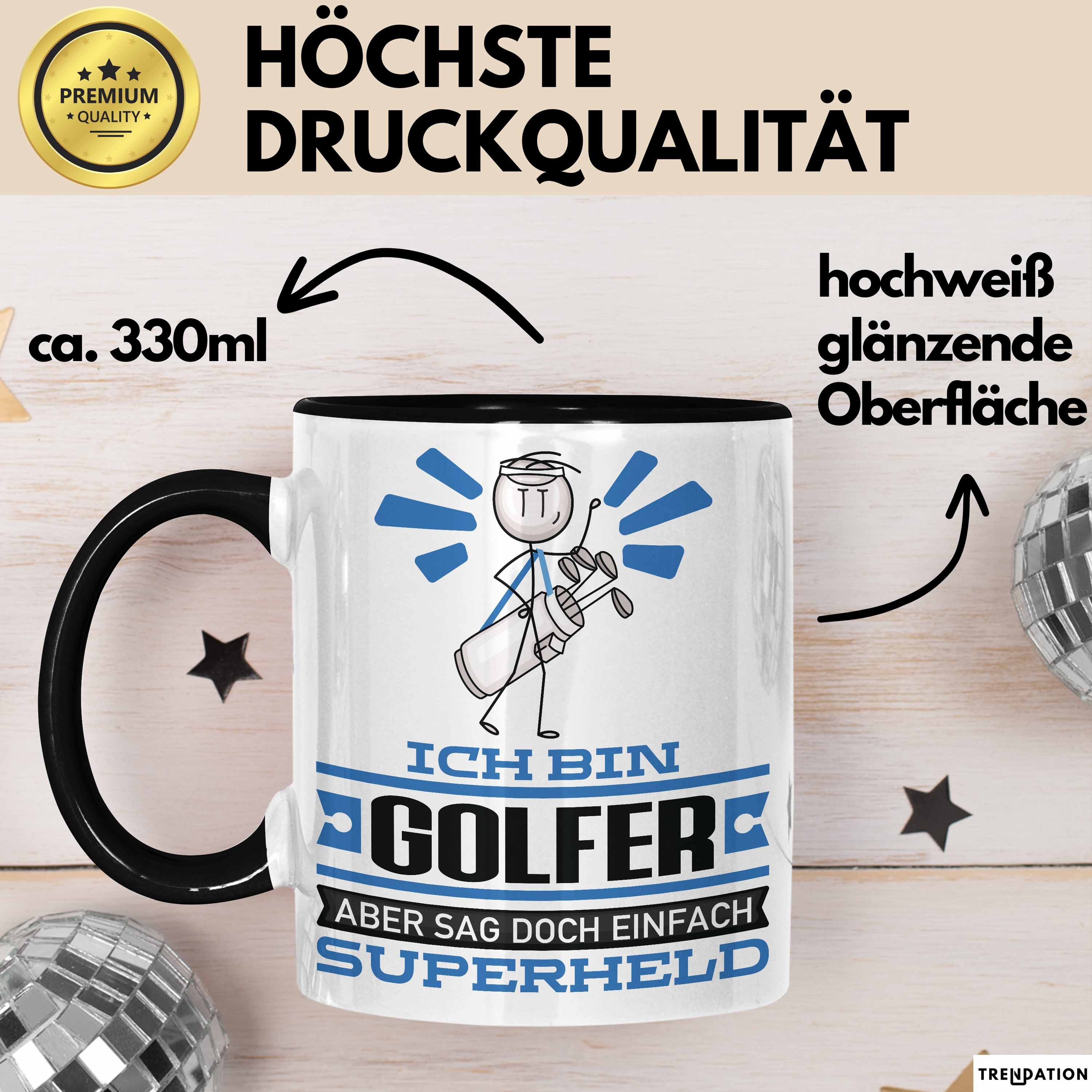 Trendation Tasse Golfer Geschenk Tasse Ich Bin Golfer Aber Sag Doch Einfach Superheld L, Keramik