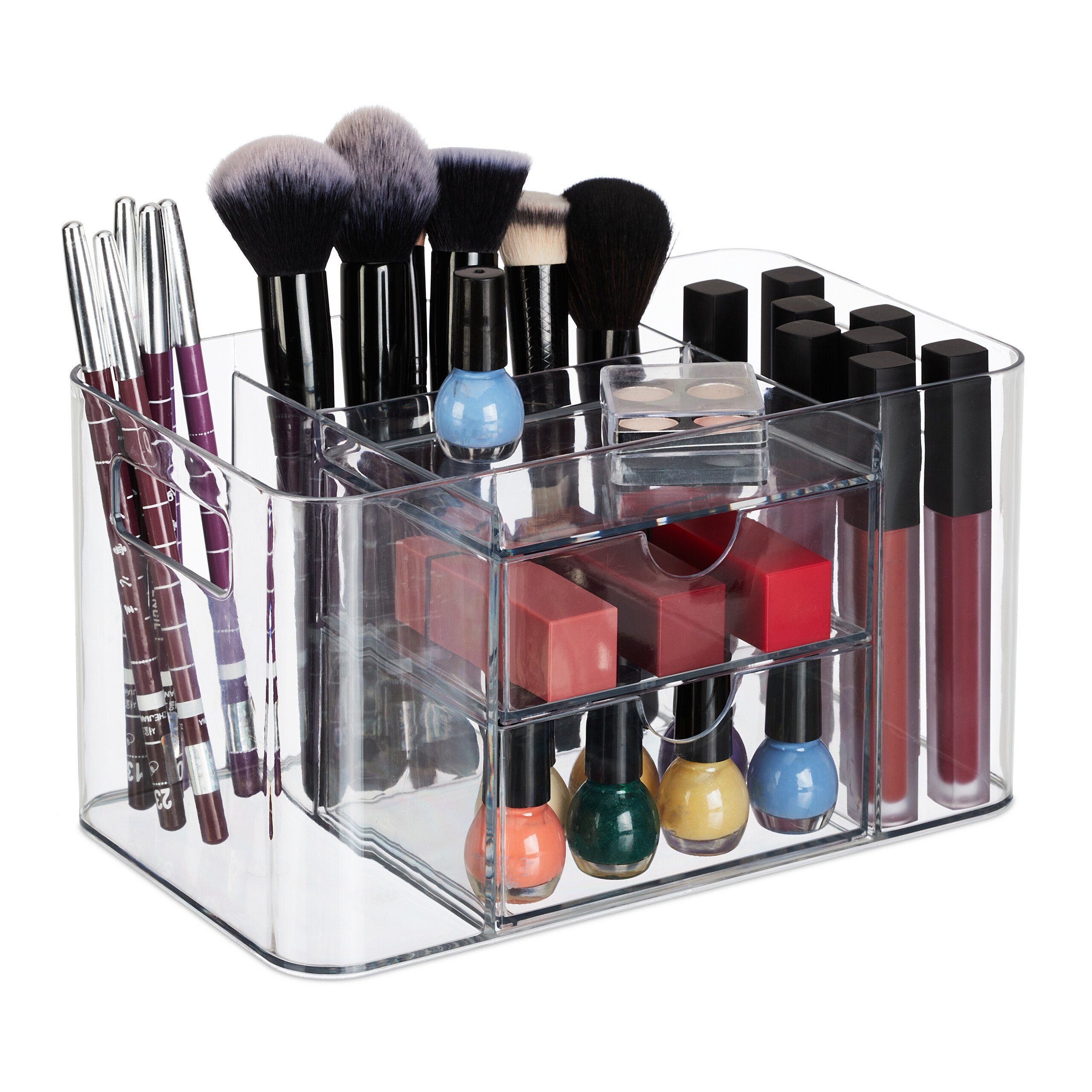 Schubladen Kosmetik Organizer mit Make-Up Organizer relaxdays