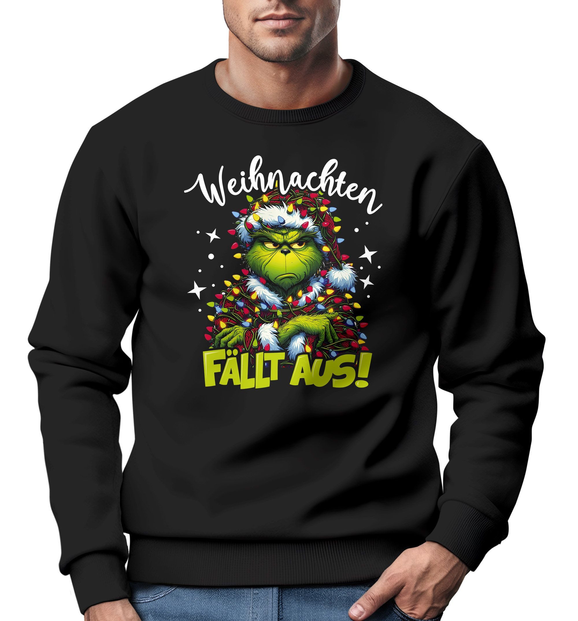 Sweatshirt Sweatshirt Herren Weihnachtspullover Grinch Spruch Weihnachten fält