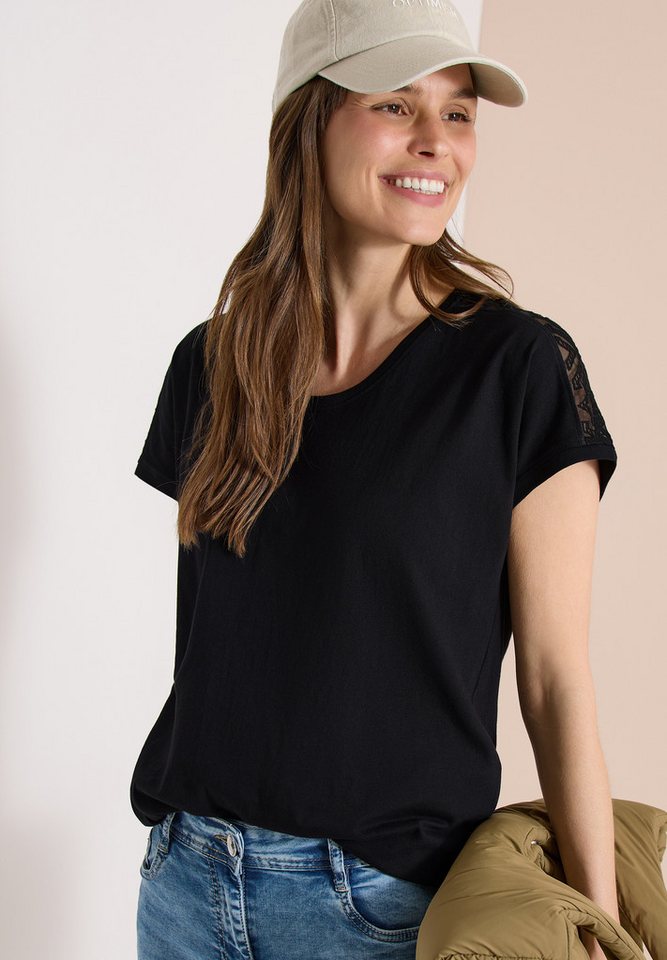 CECIL Spitzenshirt aus reiner Baumwolle