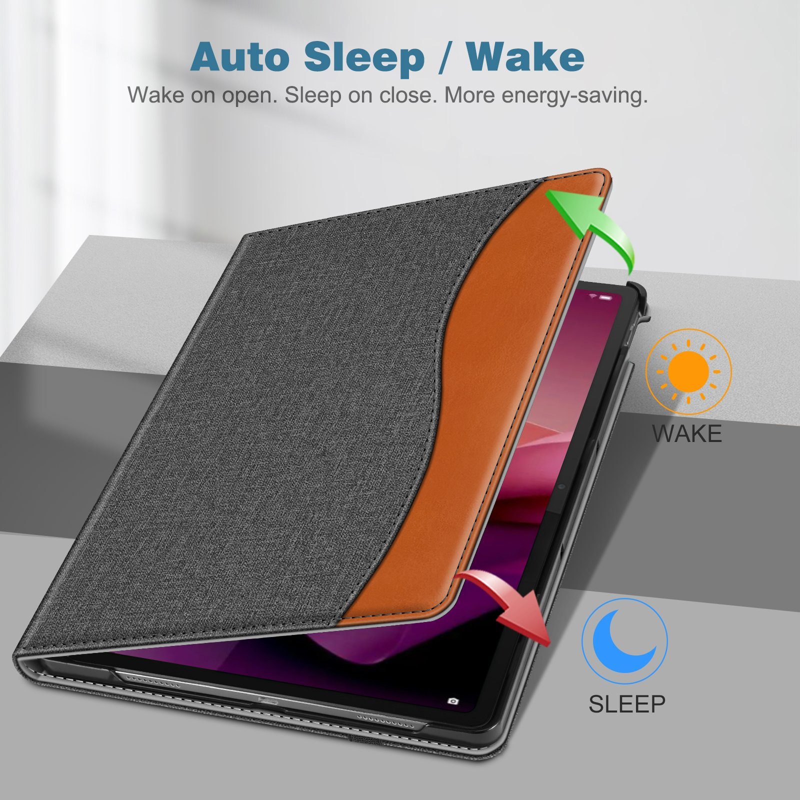 Fintie Tablet-Hülle für Lenovo Tab P12 12,7 Zoll TB370FU 2023, Multi-Winkel Folio Hülle, mit Stifthalter Dokumentschlitze und Auto Schlaf/Wach Funktion