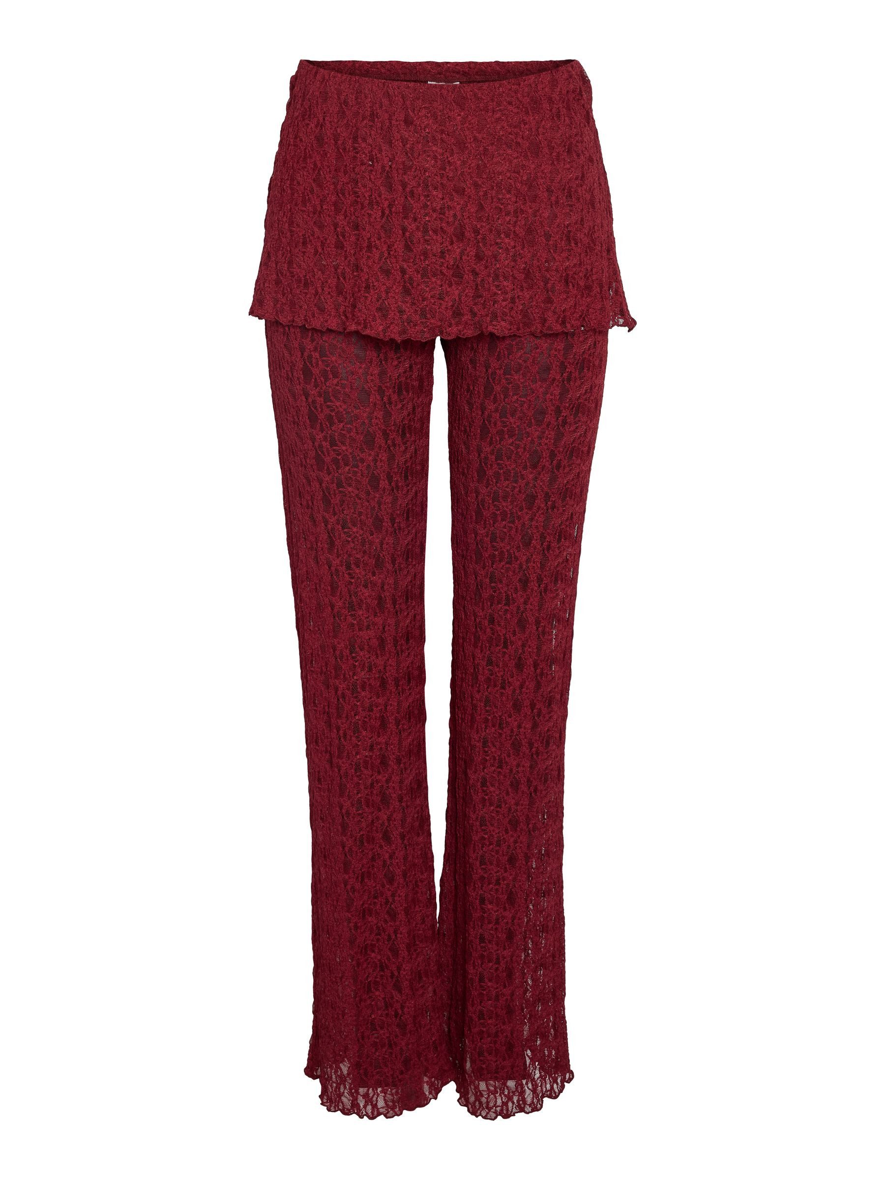 Stoffhose Gemustertes Design mit weitem Bein mit Spitzen Details