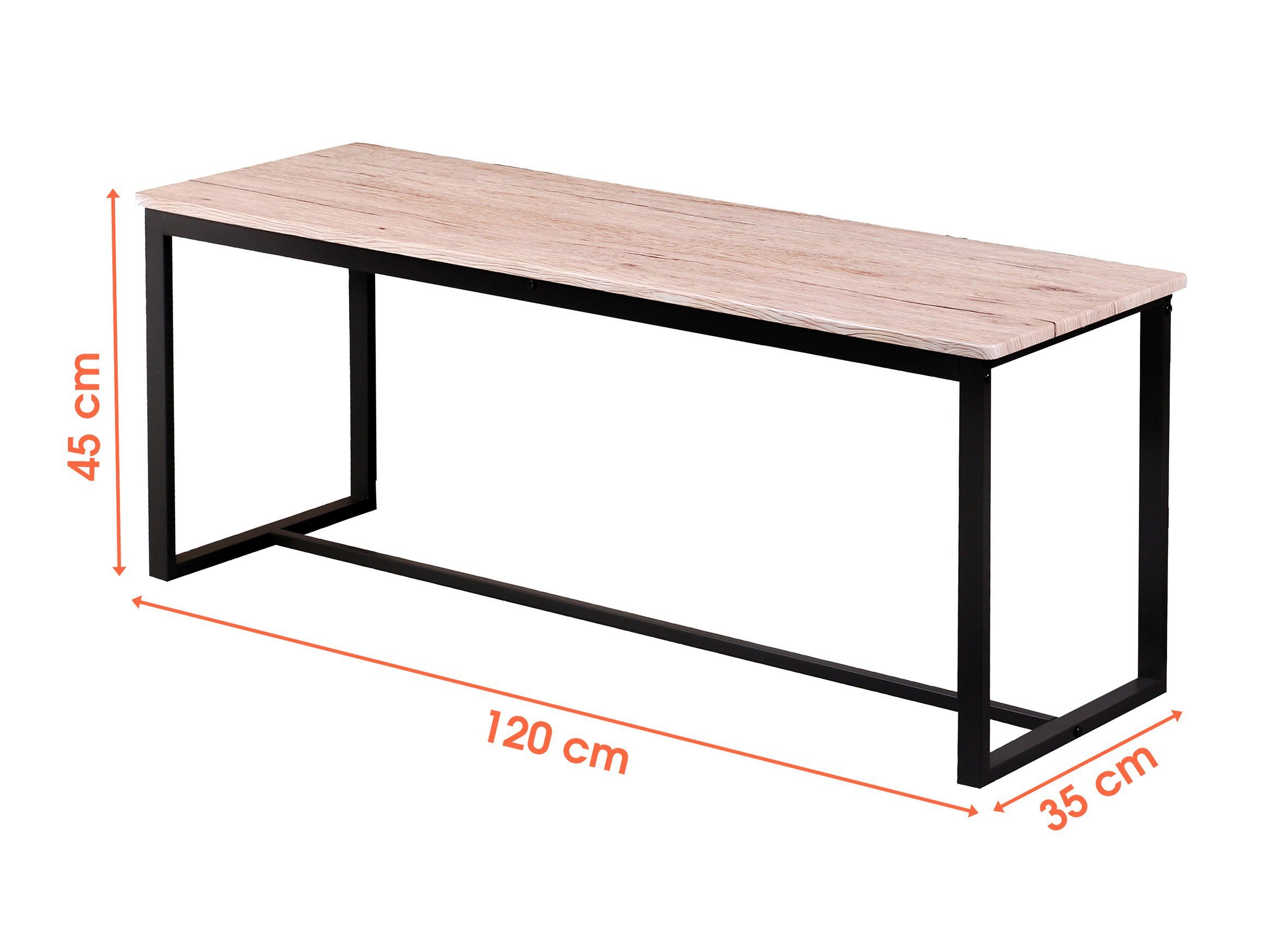 Spetebo Sitzbank Sitzbank mit Metall Gestell - 120 x 35 cm (Packung, 1-St., 1), Esszimmer Bank mit modernem Holzfurnier