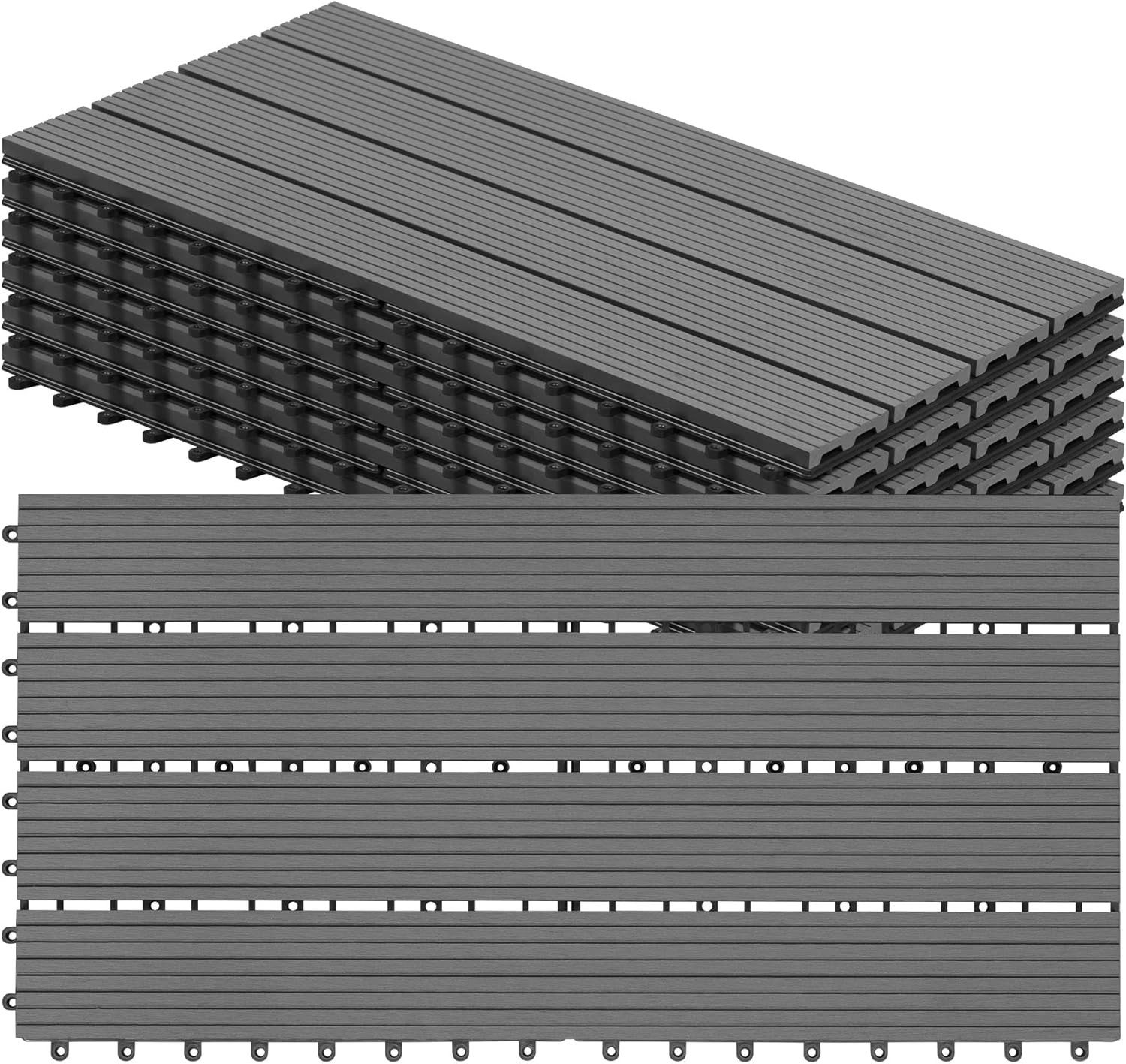 Woltu WPC-Fliesen, 6 St., Terrassendielen Holz-Optik 30x60cm mit klicksystem