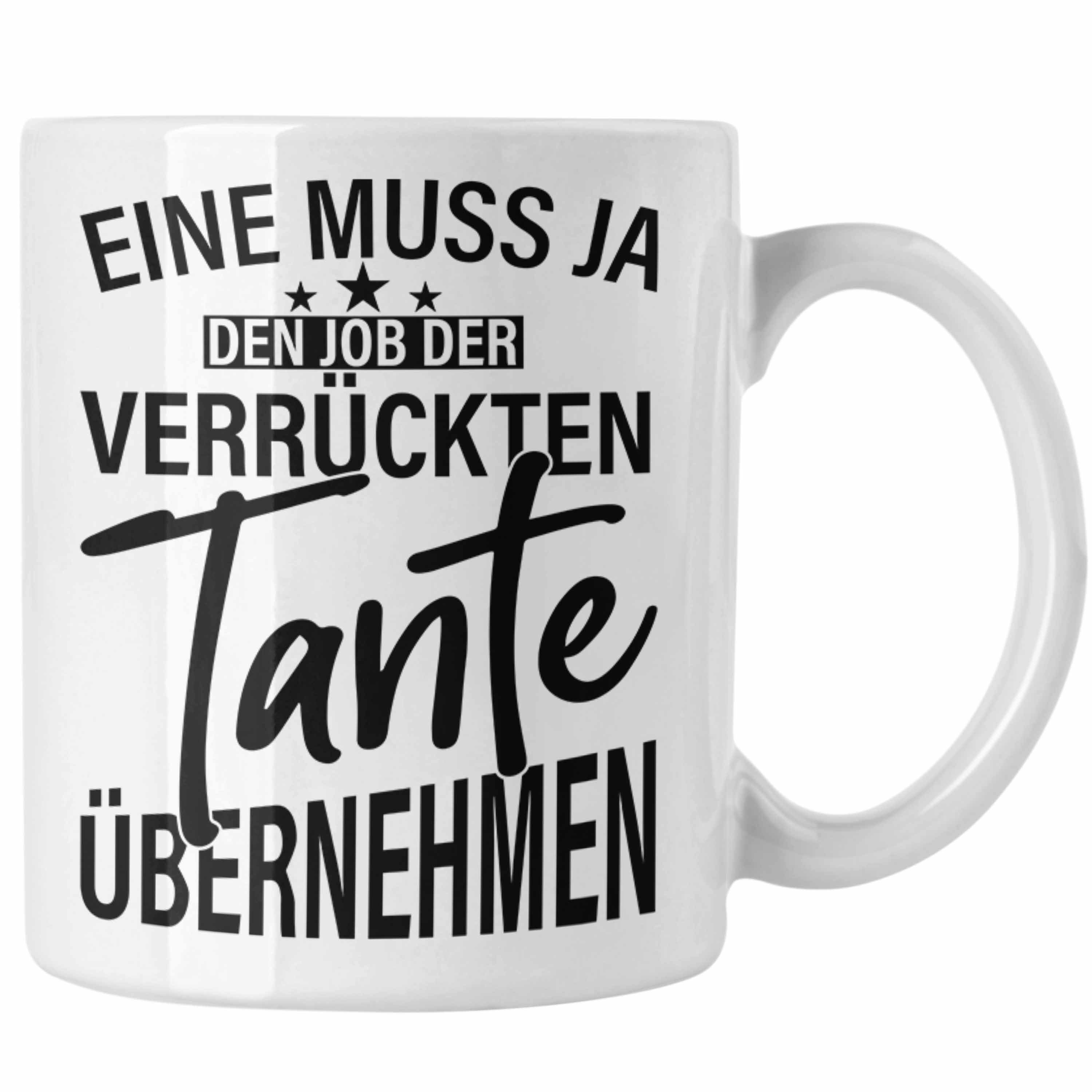 Trendation Tasse Trendation - Verrückte Tante Tasse Geschenk Lustig Geschenkidee Geburtstag Weihnachten Beste Tante Geschenkidee Weiss