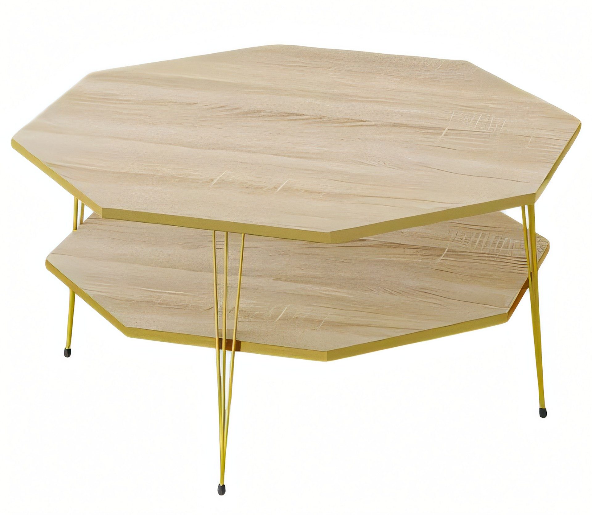 Xlmoebel Couchtisch Moderner achteckiger Tisch aus Holz in elegantem Braun (Packung, 90 x 90 x 47 cm), Made in Europa