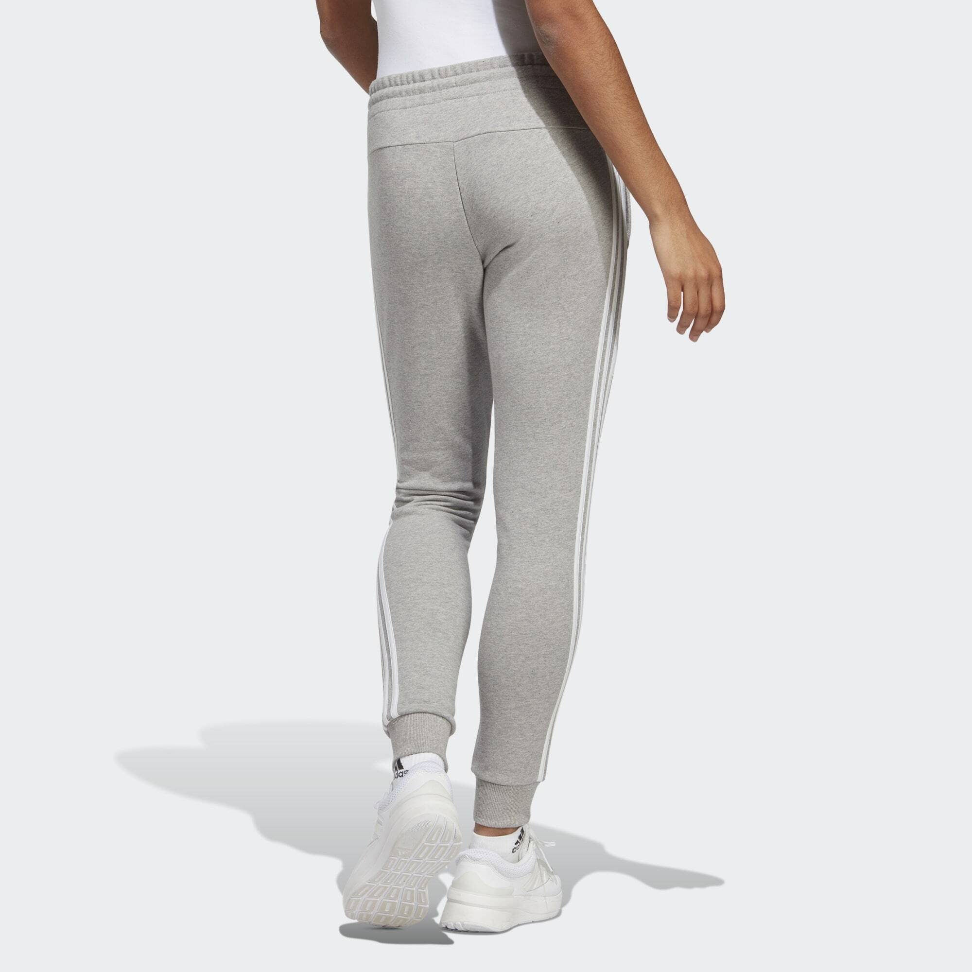 Sportswear ESSENTIALS Grey Heather Jogginghose / HOSE Medium CUFFED White 3-STREIFEN TERRY adidas FRENCH