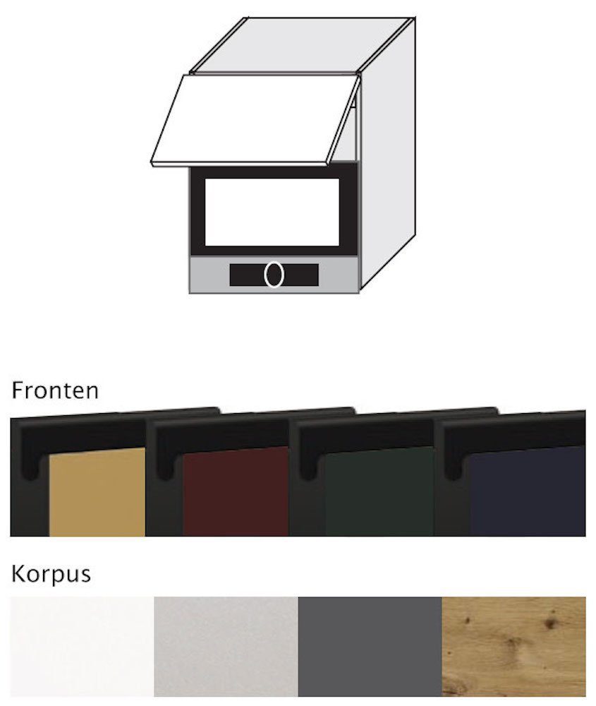 60cm & Korpusfarbe Velden Mikrowellenumbauschrank Feldmann-Wohnen matt Gasdruckdämpfer grifflos & Klapptür rubinrot super Front- wählbar