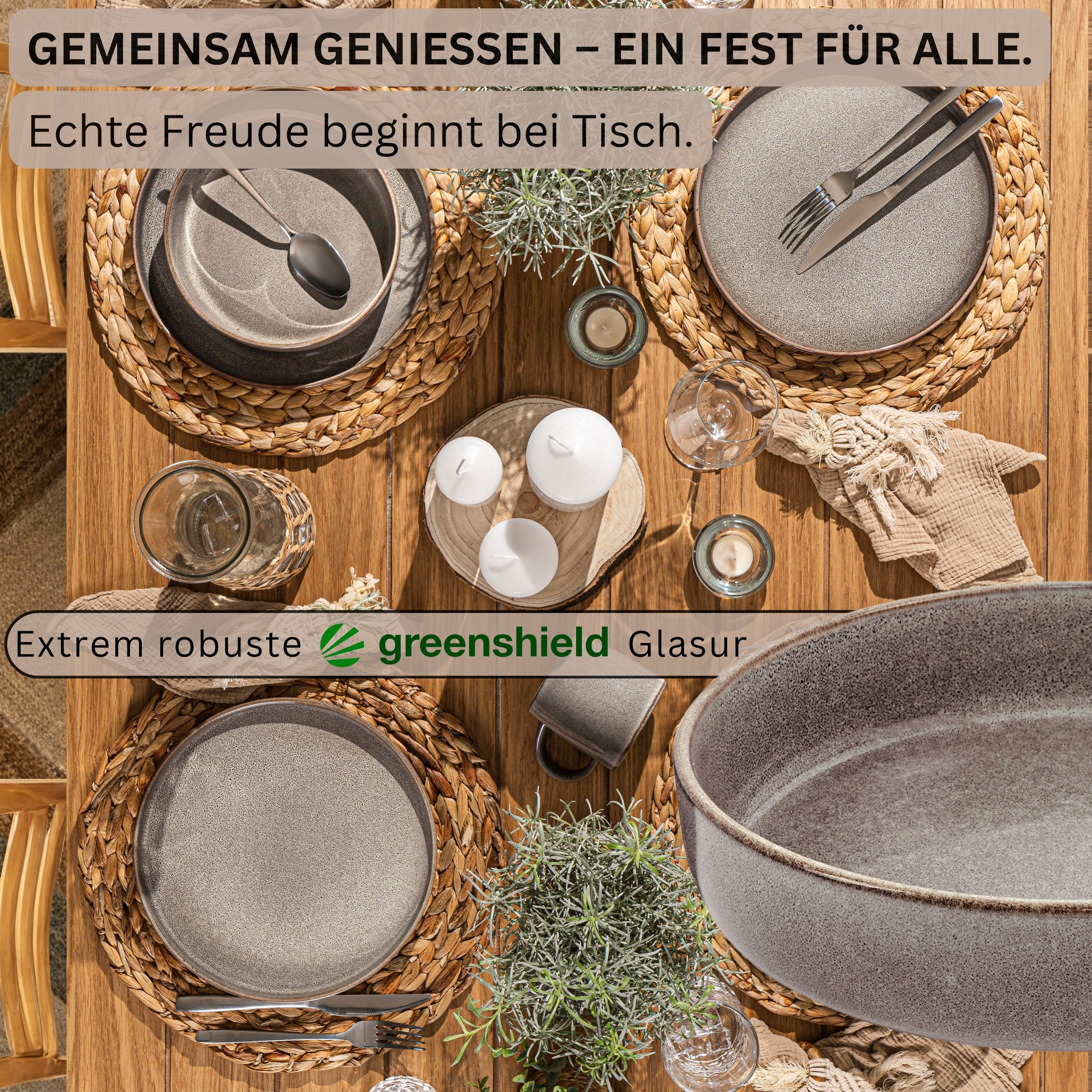 SÄNGER Teller Set Kairo, (6 St), 6 tlg. Pastaschalen Kairo Graphit, Handmade, VALUE COLLECTION