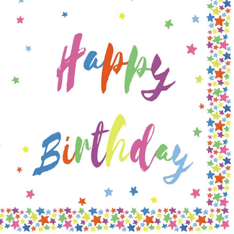 Linoows Papierserviette 20 Servietten Kinderfeier, Geburtstag, Happy Birthday, (Packung), Motiv Kinderfeier, Geburtstag, Happy Birthday