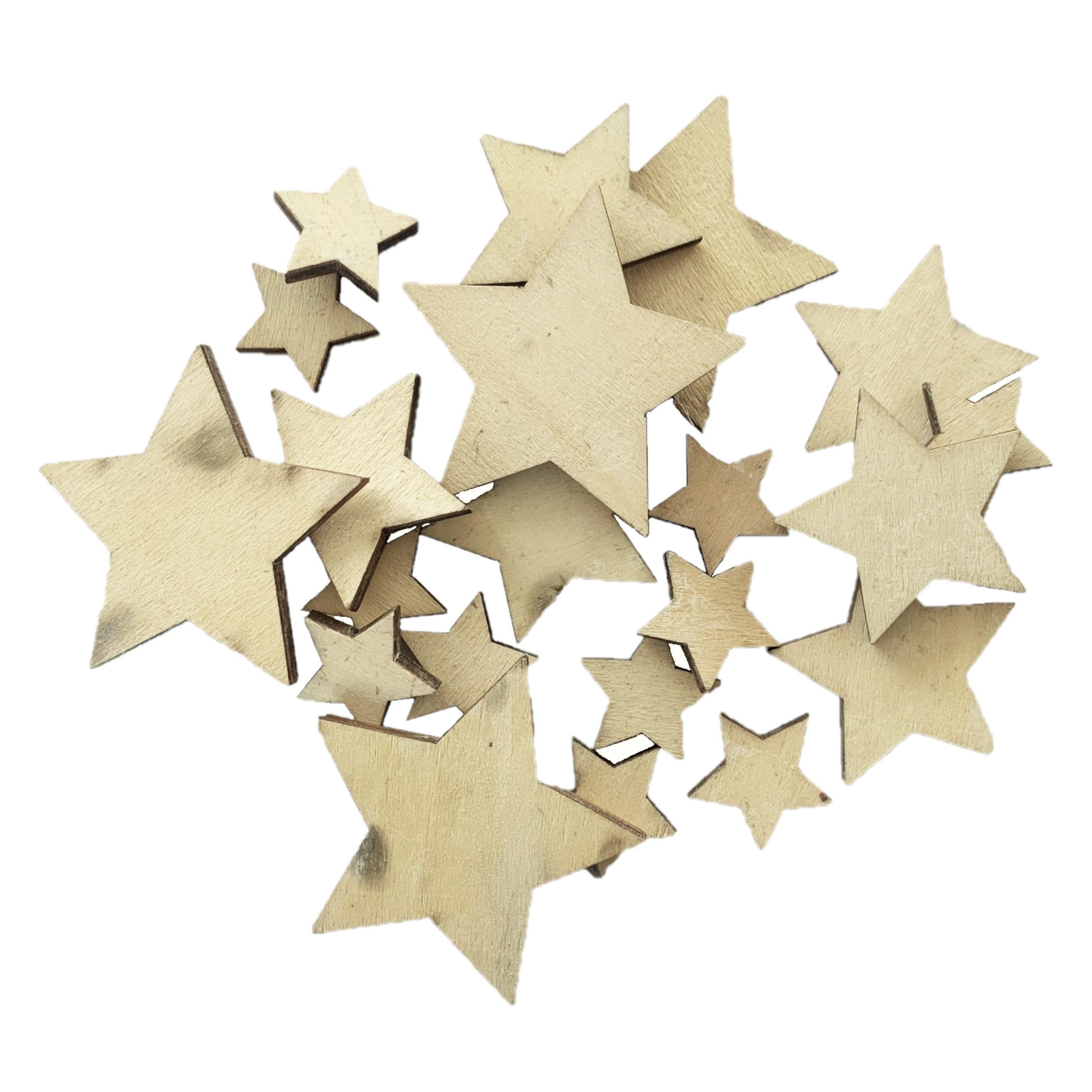 Gasper Streudeko HOLZ-DEKOSTREU STERN 20 Teile. Ca 7/5/3cm.