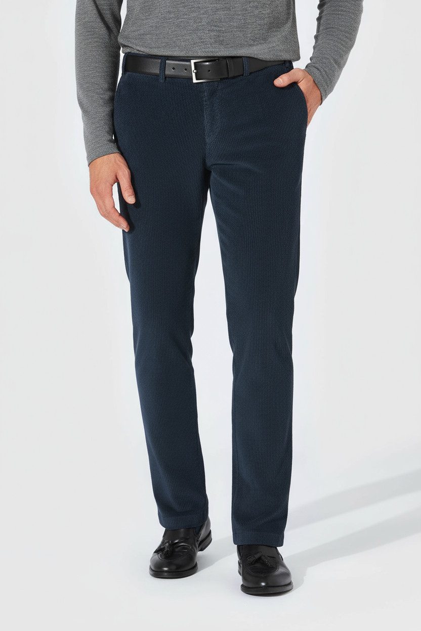 Hiltl Cordhose Tamo Cordhose Herren Slim Fit Casual Corduroy, dunkelblau, 98 elastische Cord Chino aus Baumwolle, moderne Casual Hose