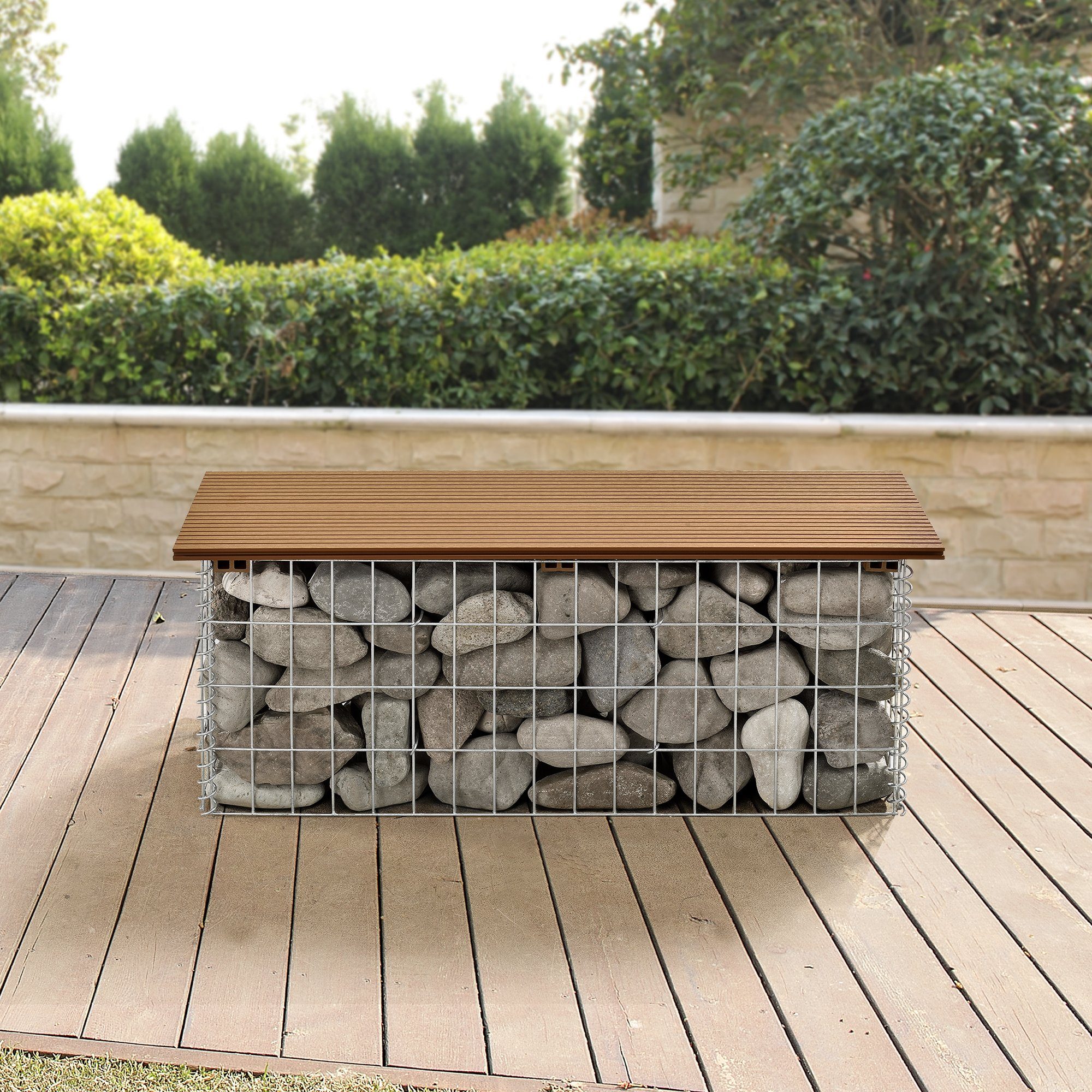 pro.tec Gartenbank, »Friesland« WPC Gabionenbank 100 x 45 x 30 cm Braun