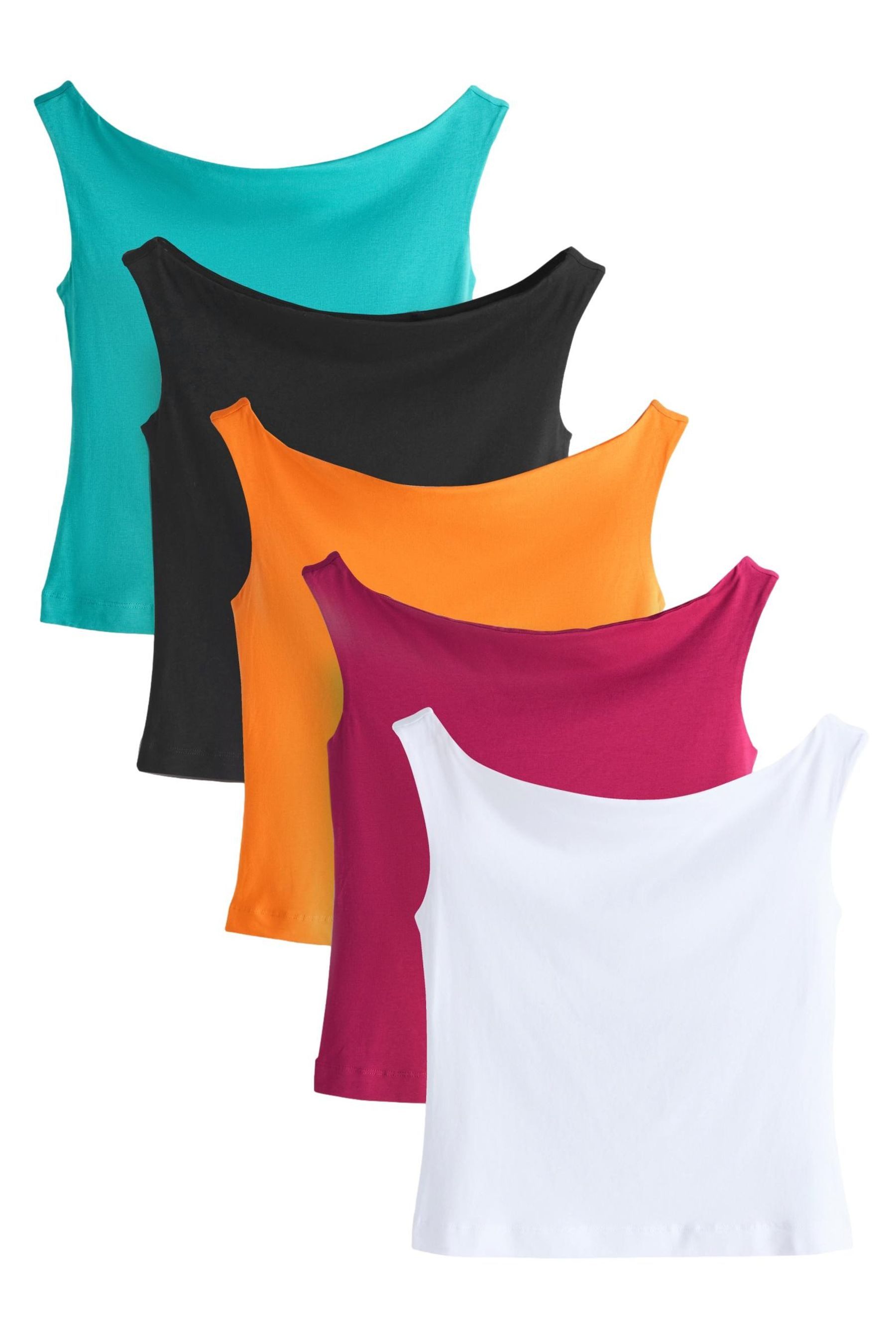 Next Trägertop Trägertops mit eckigem Ausschnitt 5er-Pack (5-tlg)