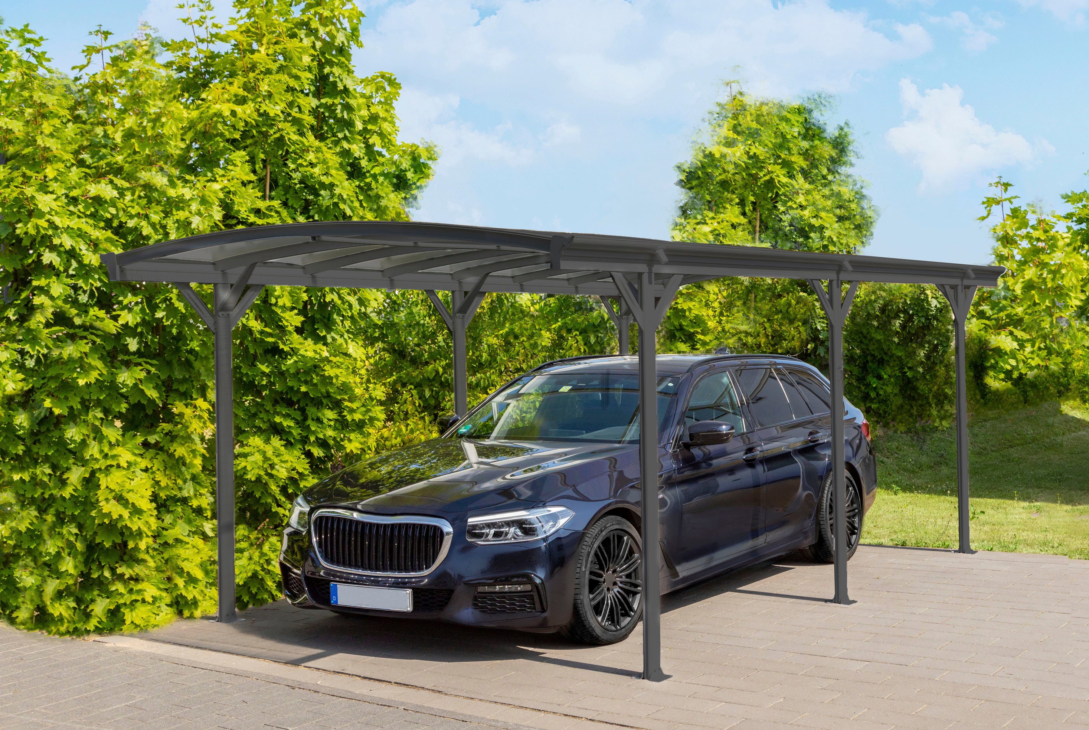 WESTMANN Einzelcarport Rundbogen, BxT: 300x505 cm, 206 cm Einfahrtshöhe, aus Aluminium, anthrazit