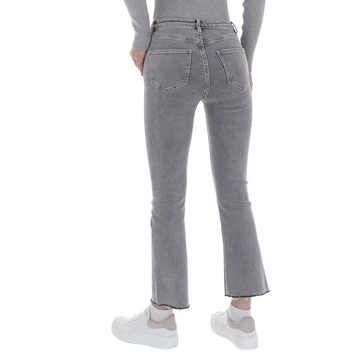 Ital-Design 7/8-Jeans Damen Freizeit Used-Look Stretch Bootcut Jeans in Grau