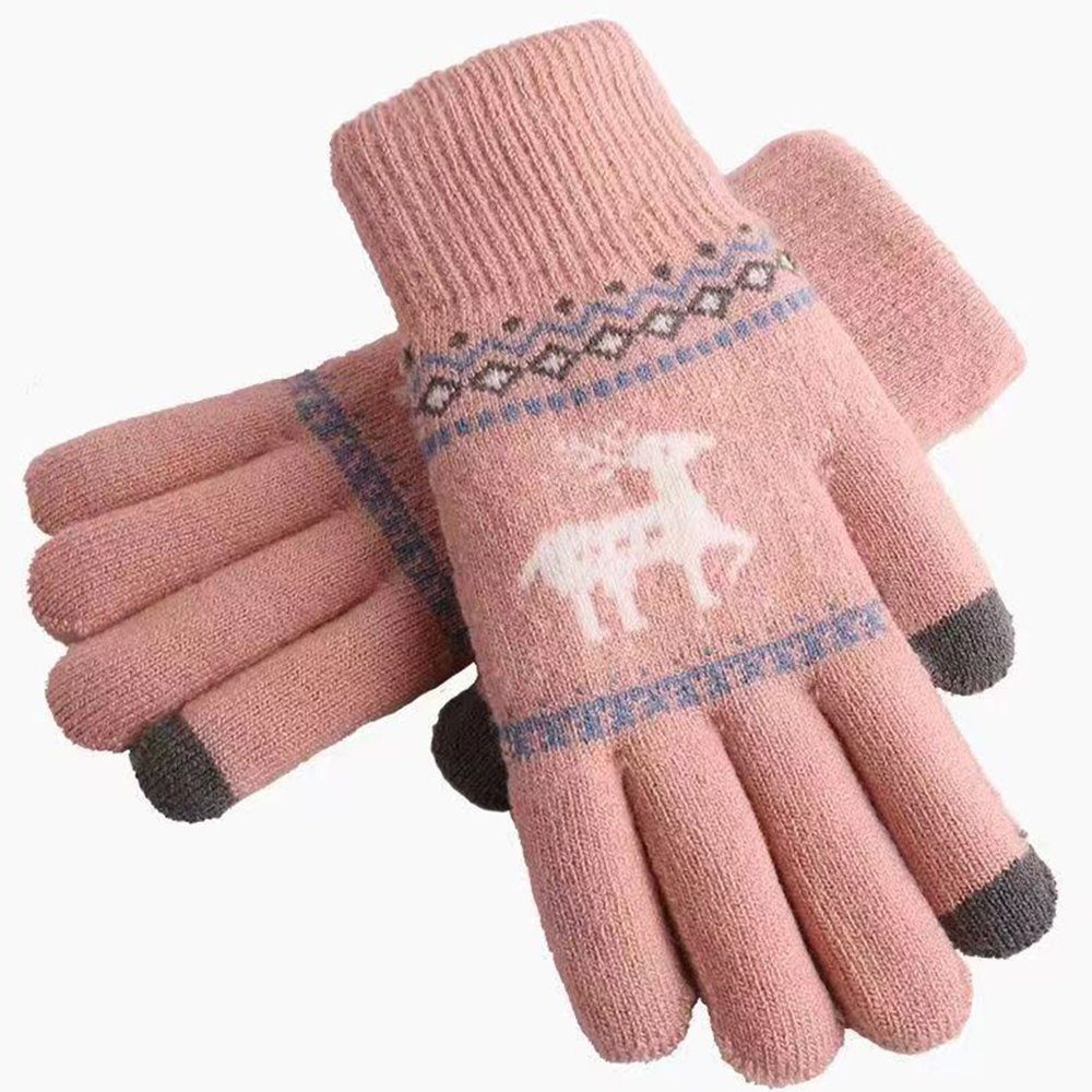 ZanMax Strickhandschuhe 1 Paar Gestrickte Handschuhe Winter Warm Touchscreen Handschuhe Rosa
