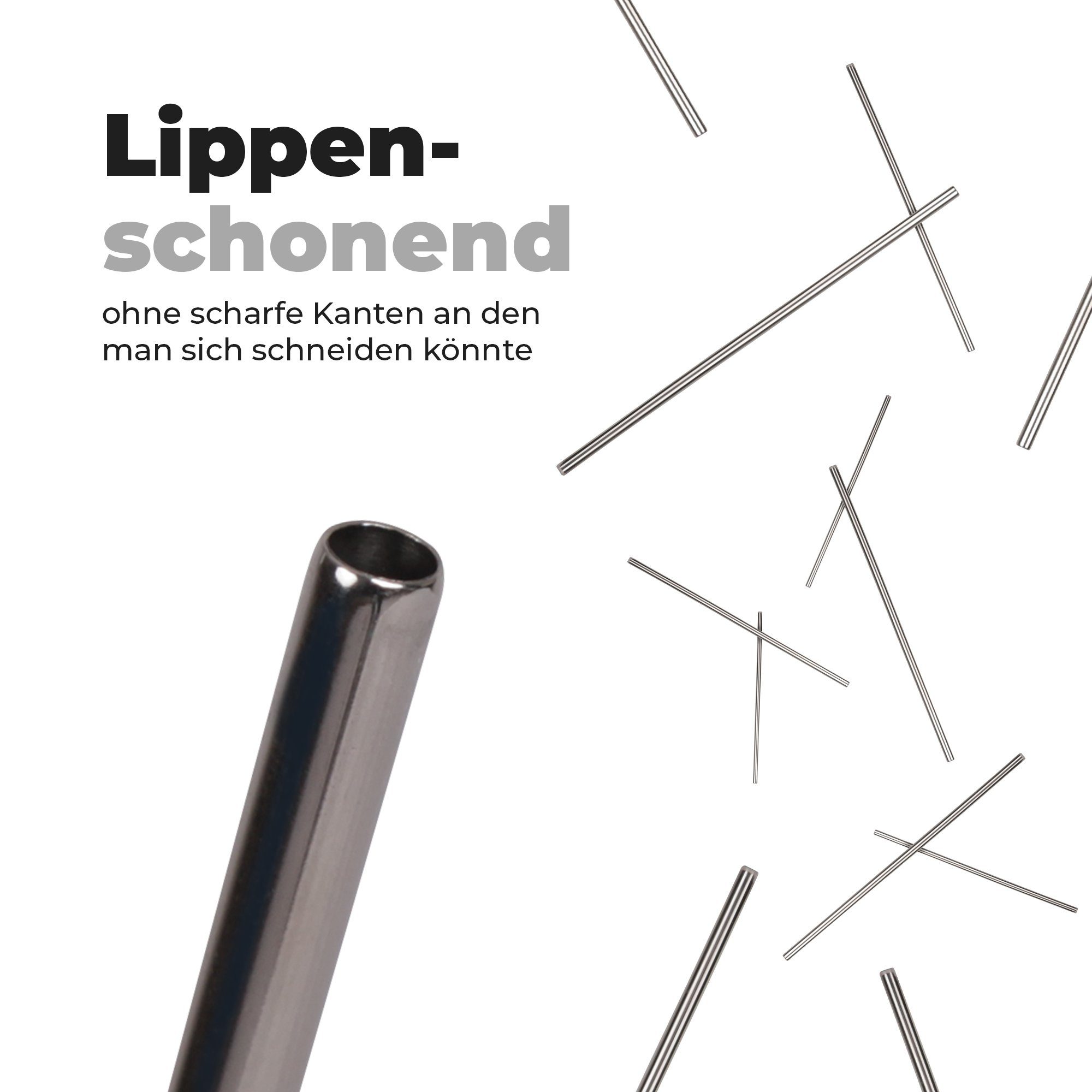 Bestlivings Trinkhalme 11608 Edelstahl Strohhalme, (Set, 4-tlg), (4 Stück + Reinigungsbürste) 21cm - nachhaltig und Umweltfreundlich