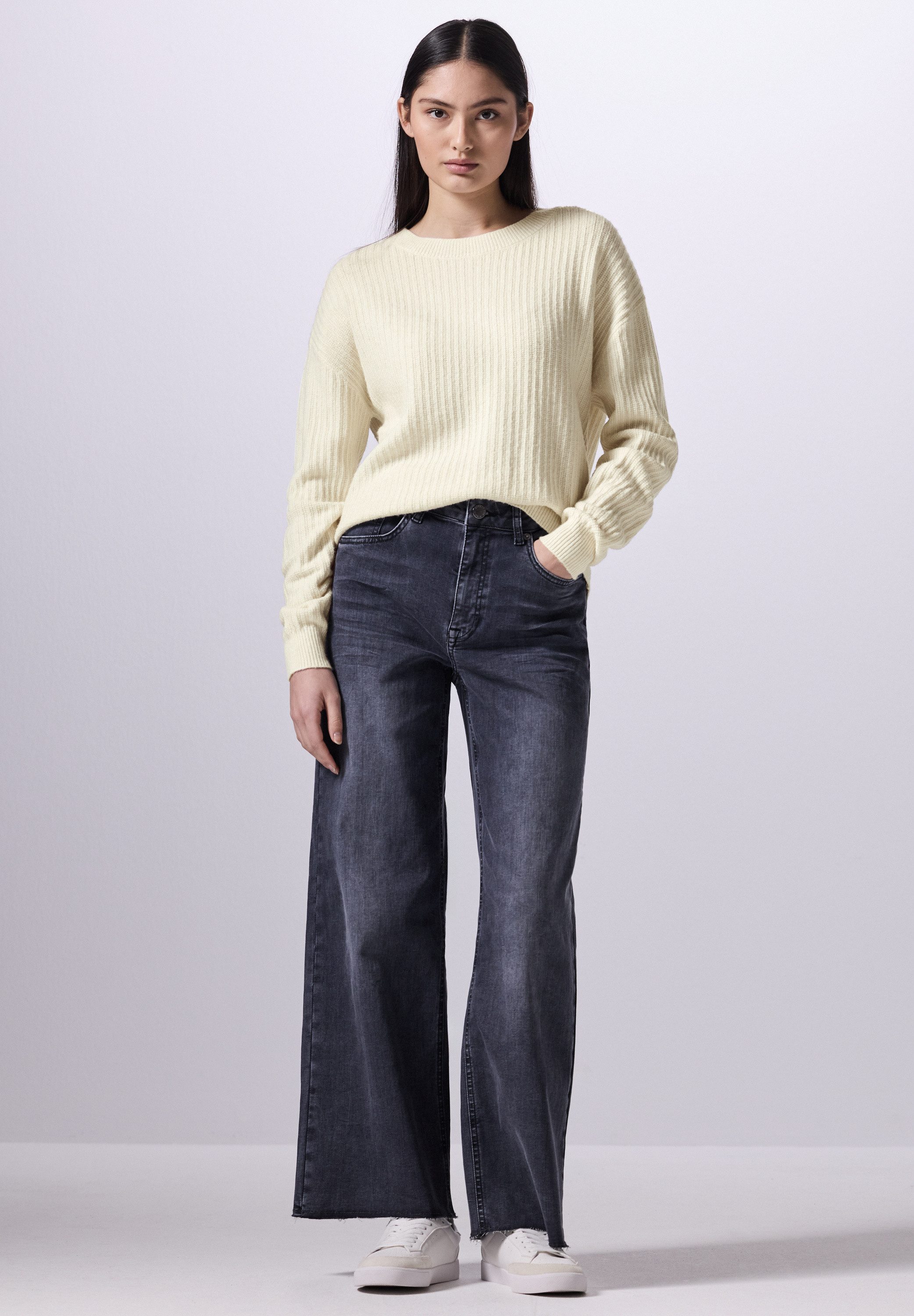 STREET ONE STUDIO Strickpullover aus Baumwolle mit Stretchanteil
