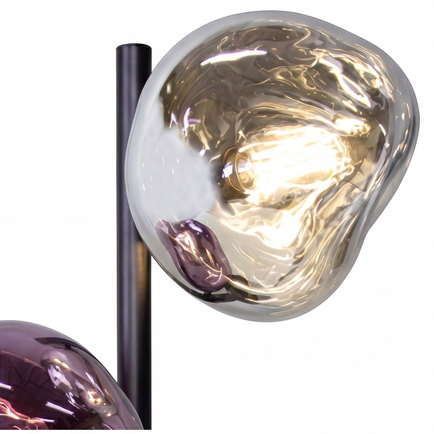 Licht-Erlebnisse Tischleuchte CLONLINA, ohne Leuchtmittel, Glas Weiß Lila Metall E14 40 cm Lava-Glas verspiegelt Schlafzimmer