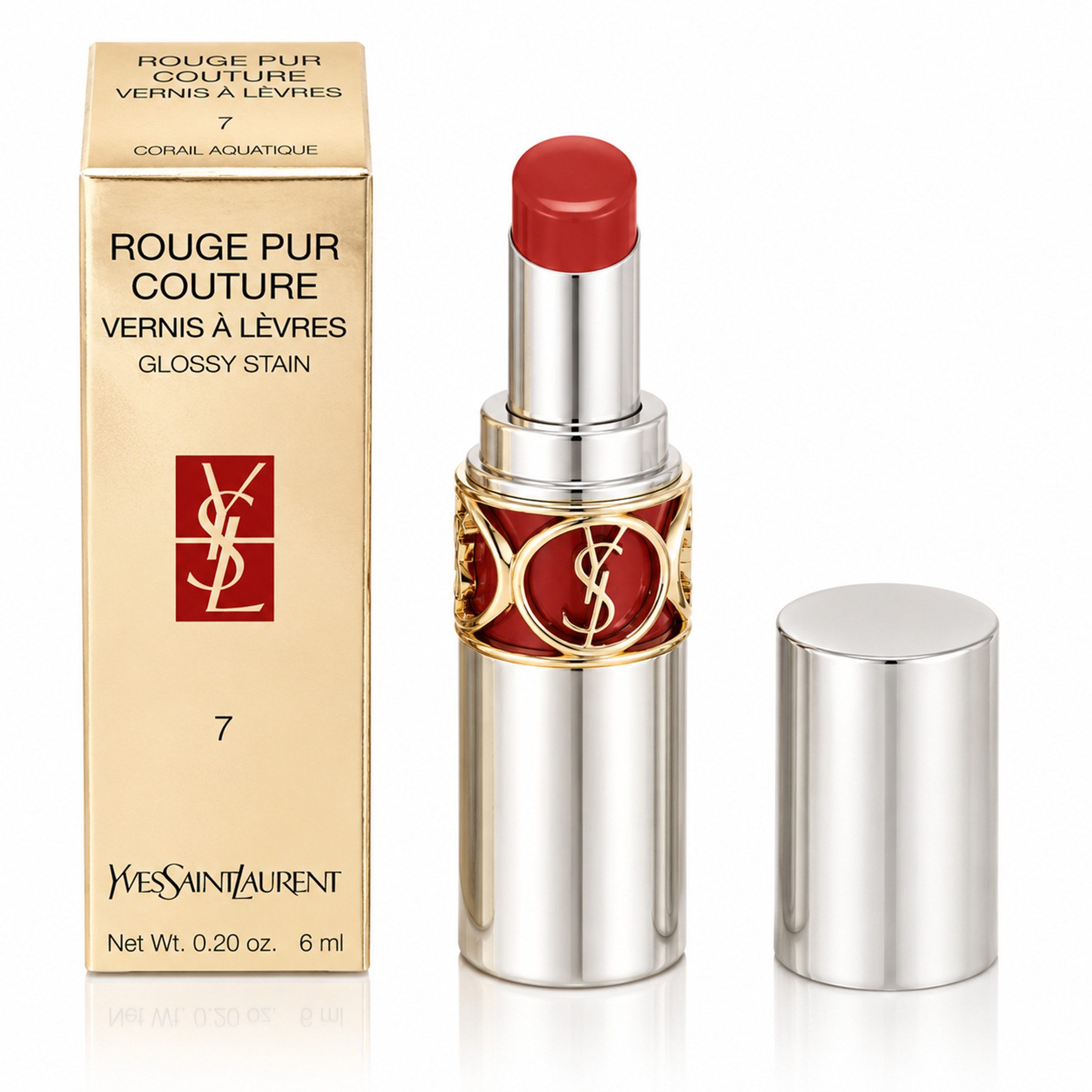 YVES SAINT LAURENT Lippenstift Yves Saint Laurent Rouge pur Couture Vernis Levres Lippenstift 7 Candy