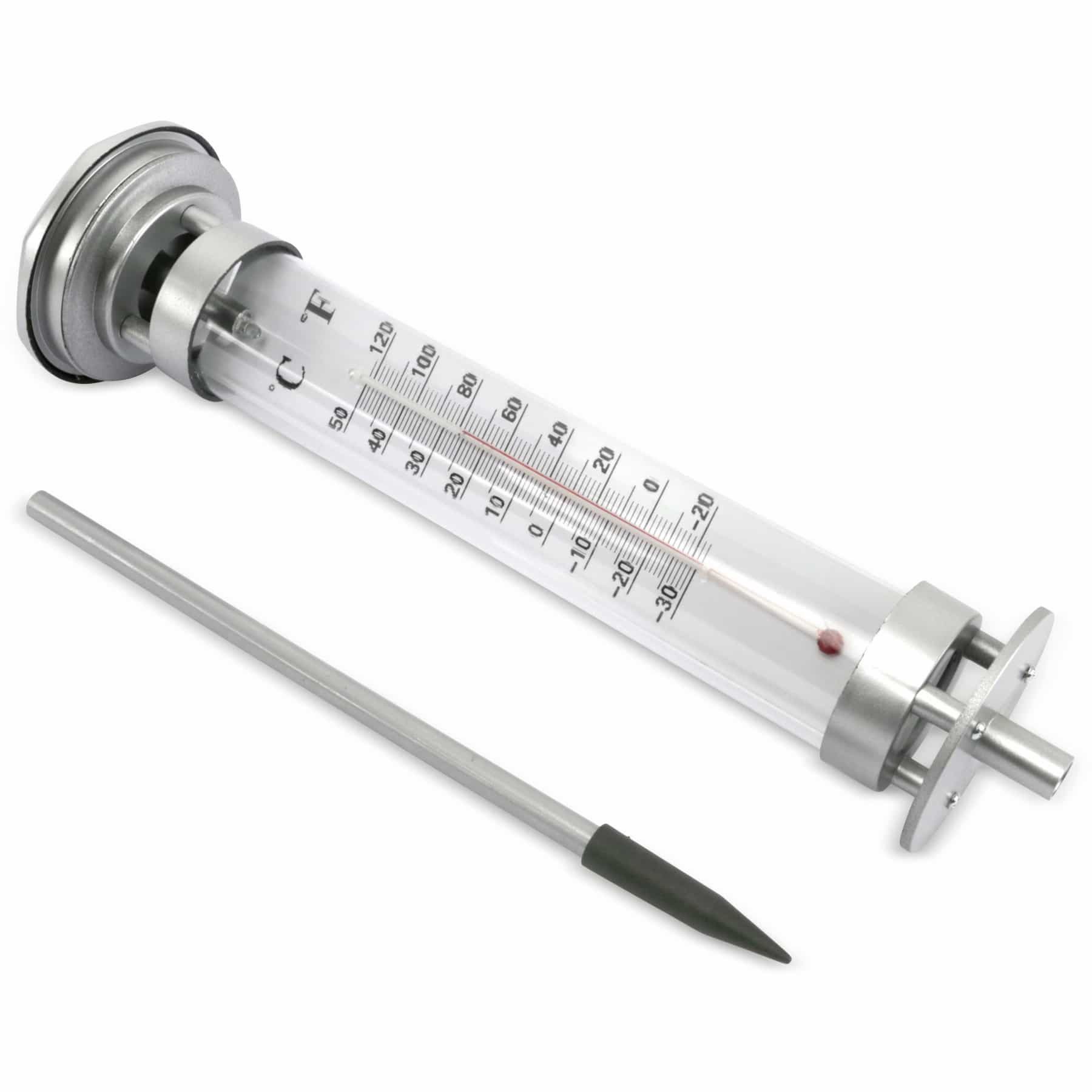 Grundig Gartenthermometer GRUNDIG Gartenthermometer mit Solarlampe, silber