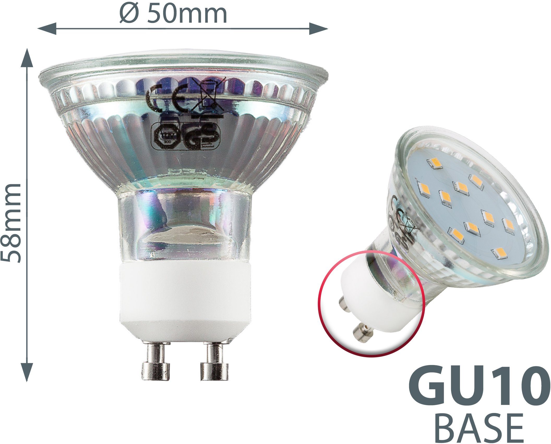 LED LED-Leuchtmittel, Lumen Birne Warmweiß, Energiesparlampe 250 3W GU10, B.K.Licht St., Lampe 3.000K 5