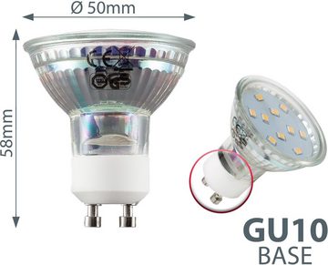 B.K.Licht LED-Leuchtmittel, GU10, 5 St., Warmweiß, LED Lampe Birne 3W 3.000K 250 Lumen Energiesparlampe