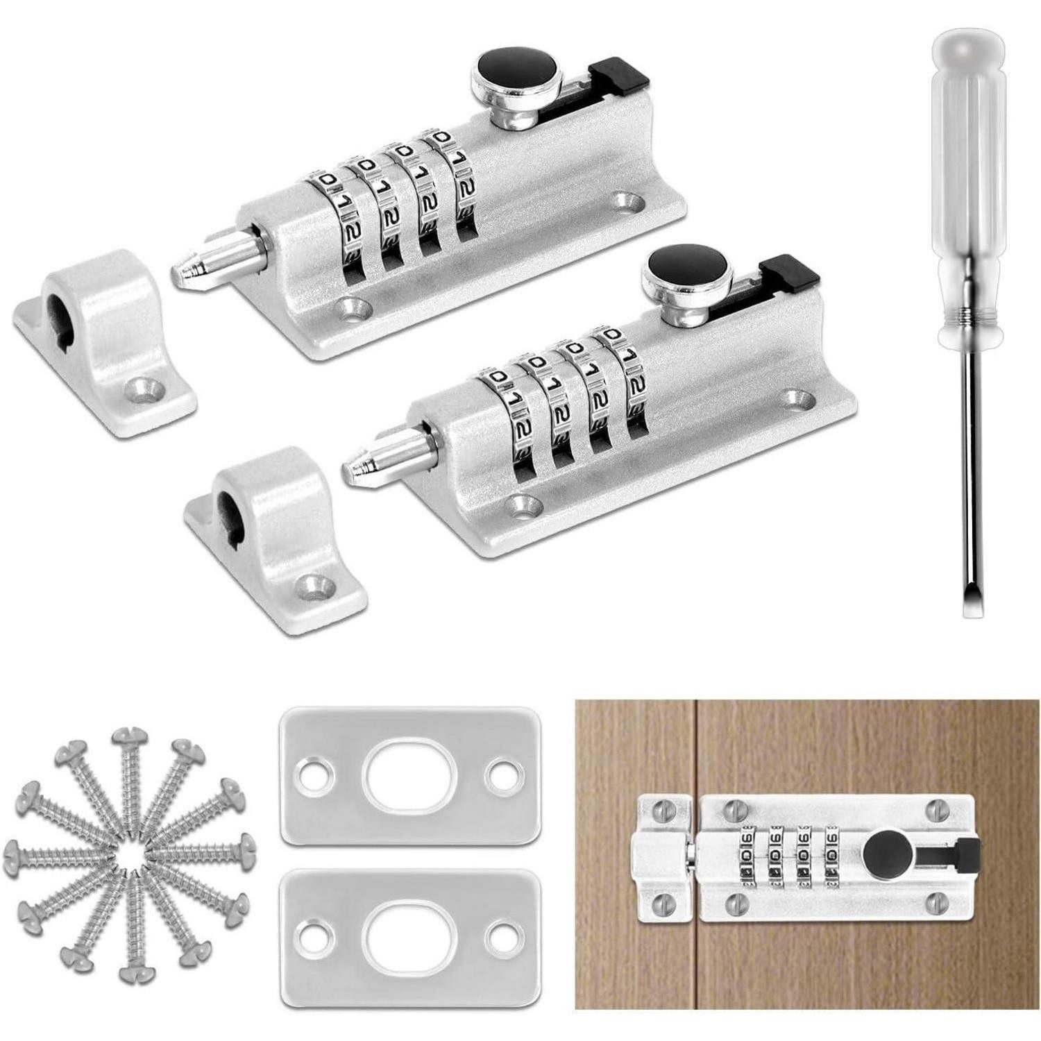 LuxusKollektion Türzusatzschloss Türriegel Zahlenschloss 4 stellig 120mm Schuppen Garage Silber
