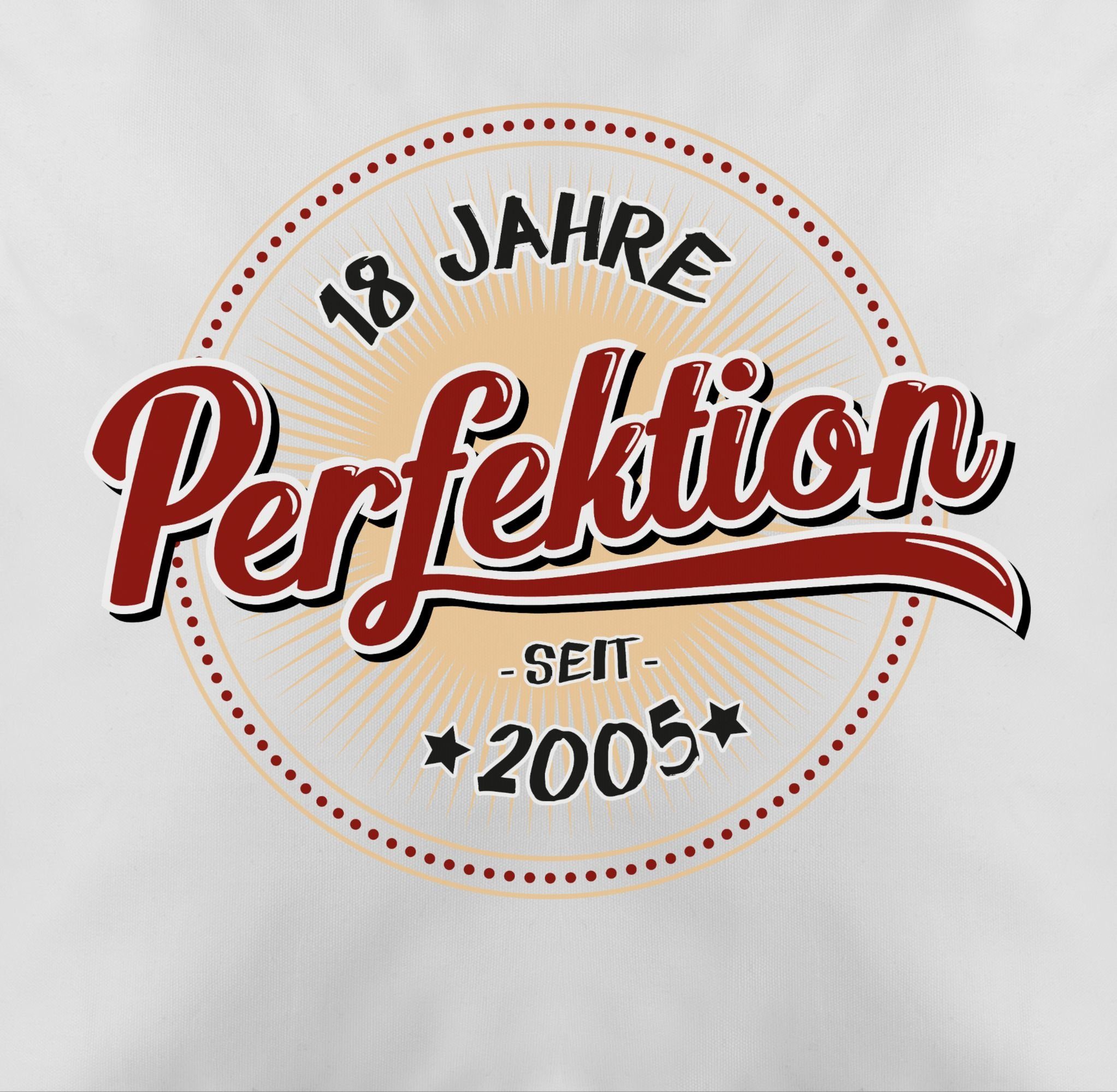 2005, Achtzehn Geburtstag Perfektion 18. Weiß Kissen 3 Shirtracer Jahre Dekokissen seit