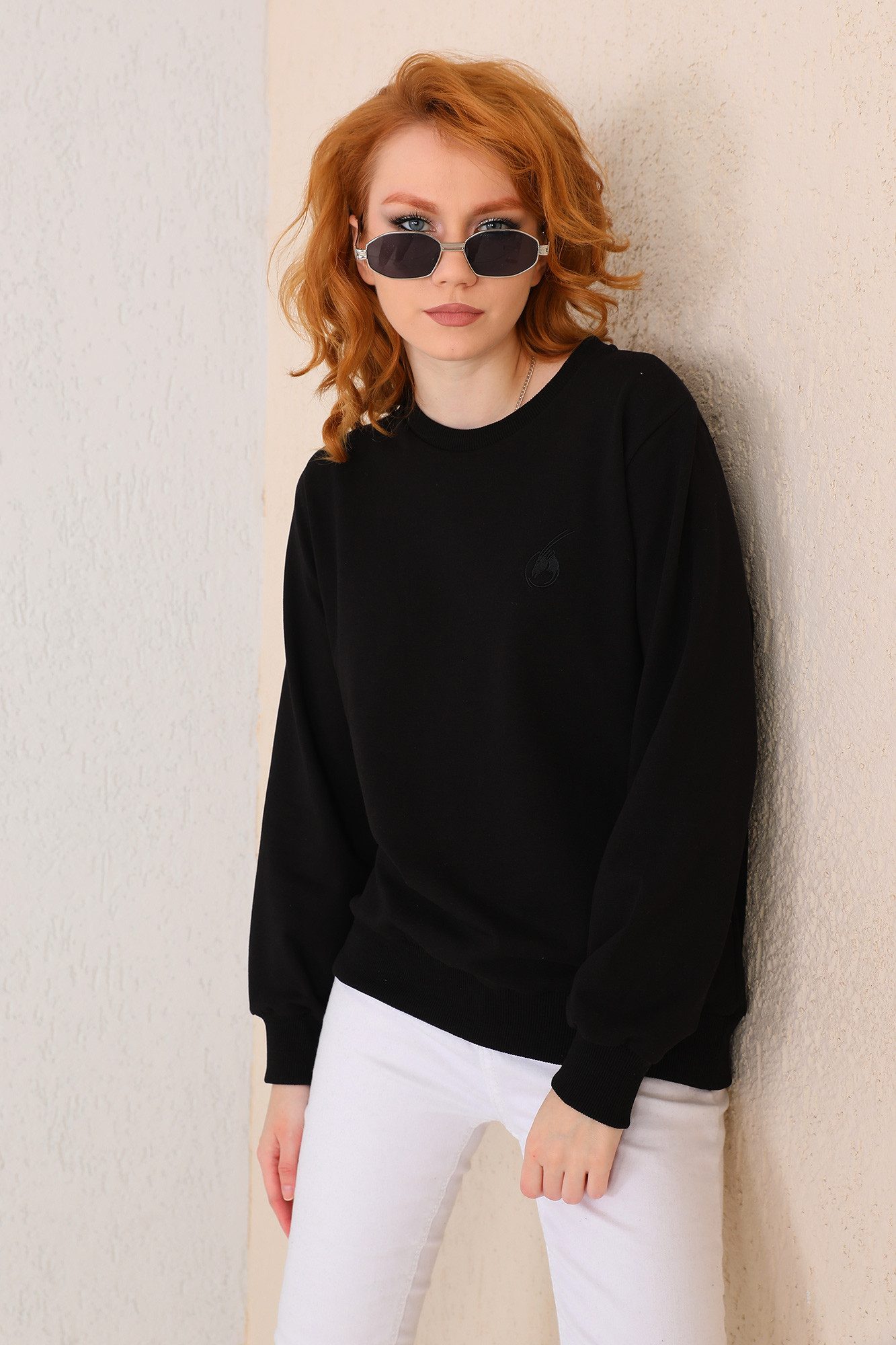 Bongual Sweater Sweatshirt Pullover mit gerauter günstig online kaufen